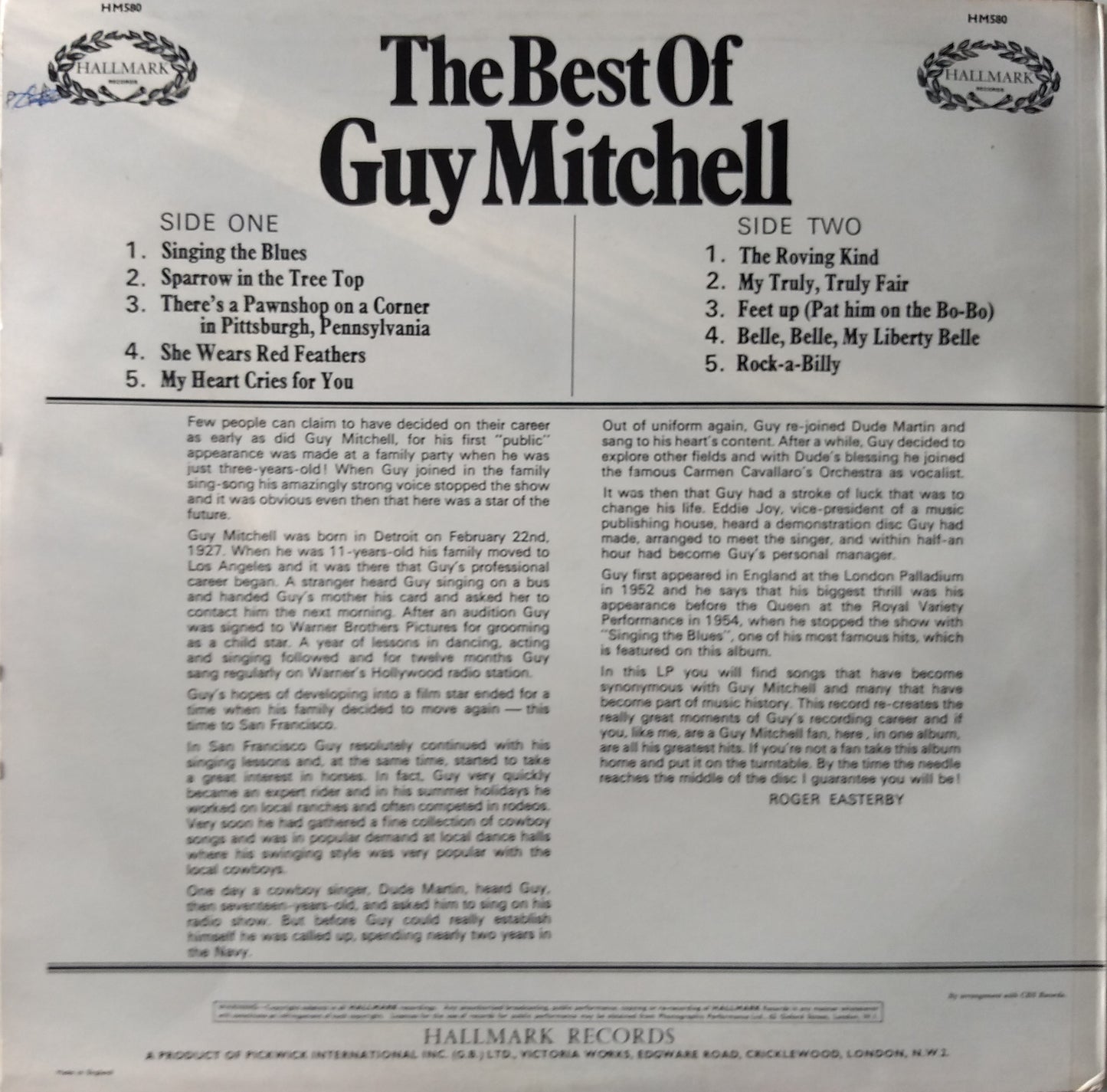Guy Mitchell – The Best Of Guy Mitchell (Hallmark) 12" vinyl LP VG/VG RE compilation