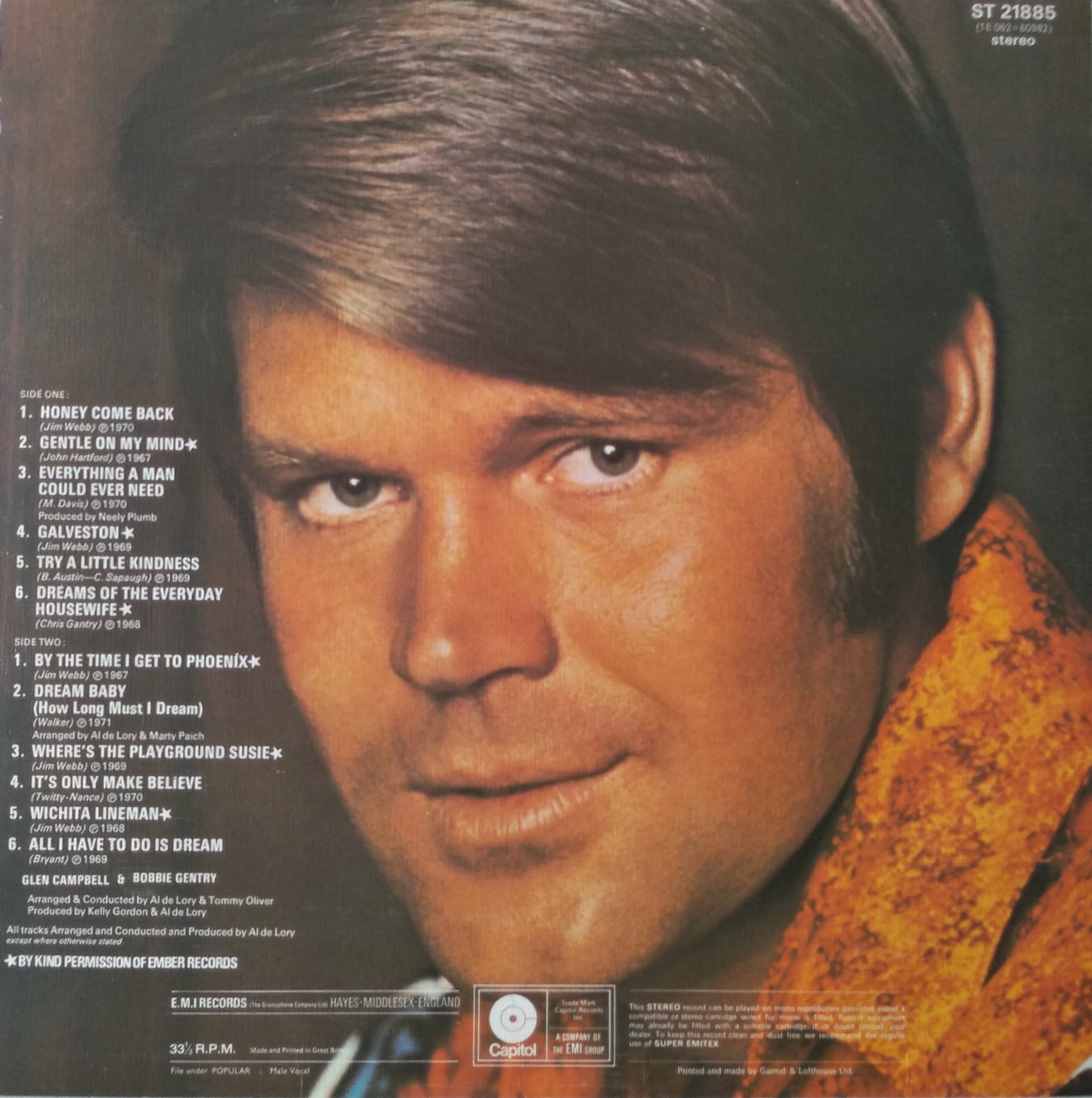 Glen Campbell – Glen Campbells Greatest Hits (Capitol 1971) 12" vinyl LP VG/VG