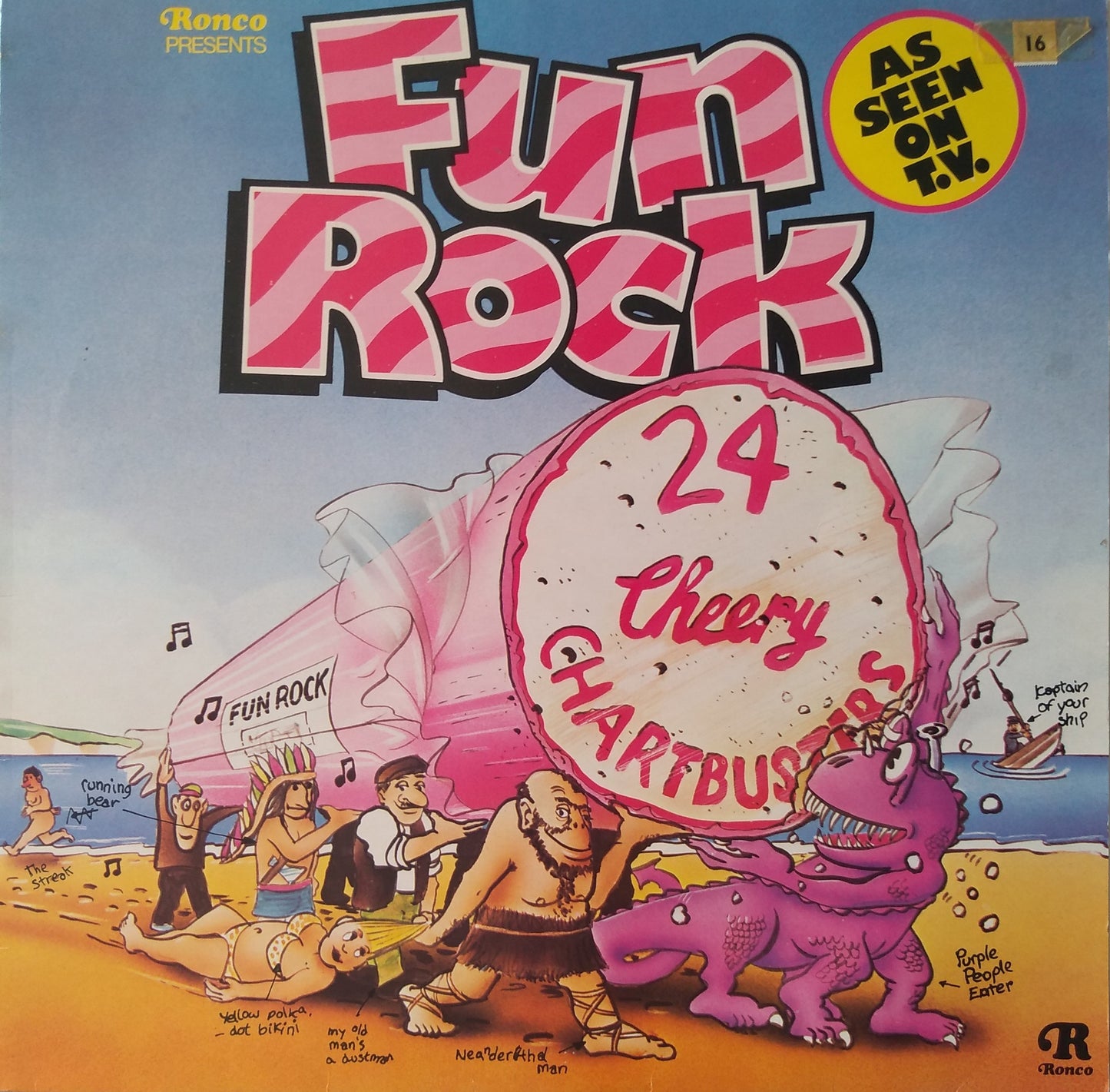 Various – Fun Rock - 24 Cheery Chartbusters (Ronco 1976) 12" vinyl LP VG/VG