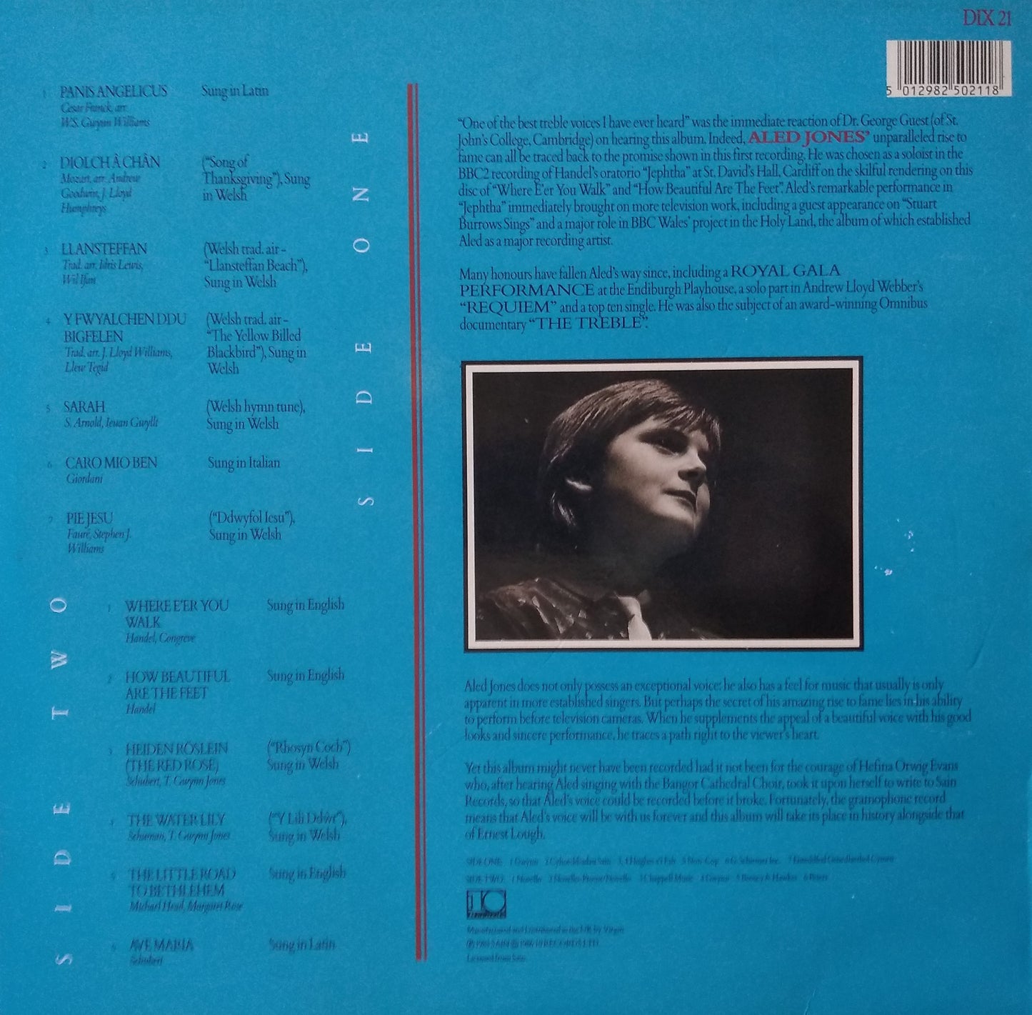 Aled Jones – Where E'er You Walk (10 1986) 12" vinyl LP VG/VG