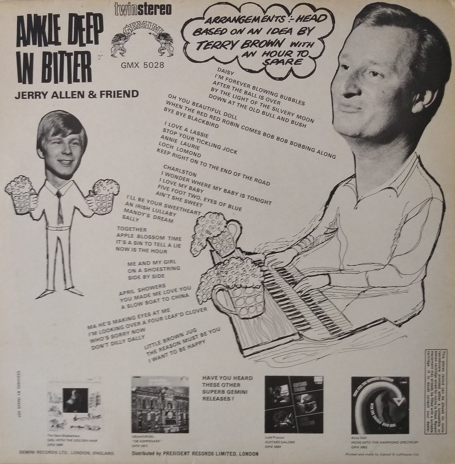 Jerry Allen – Ankle Deep In Bitter (Gemini 1968) 12" vinyl LP VG/VG