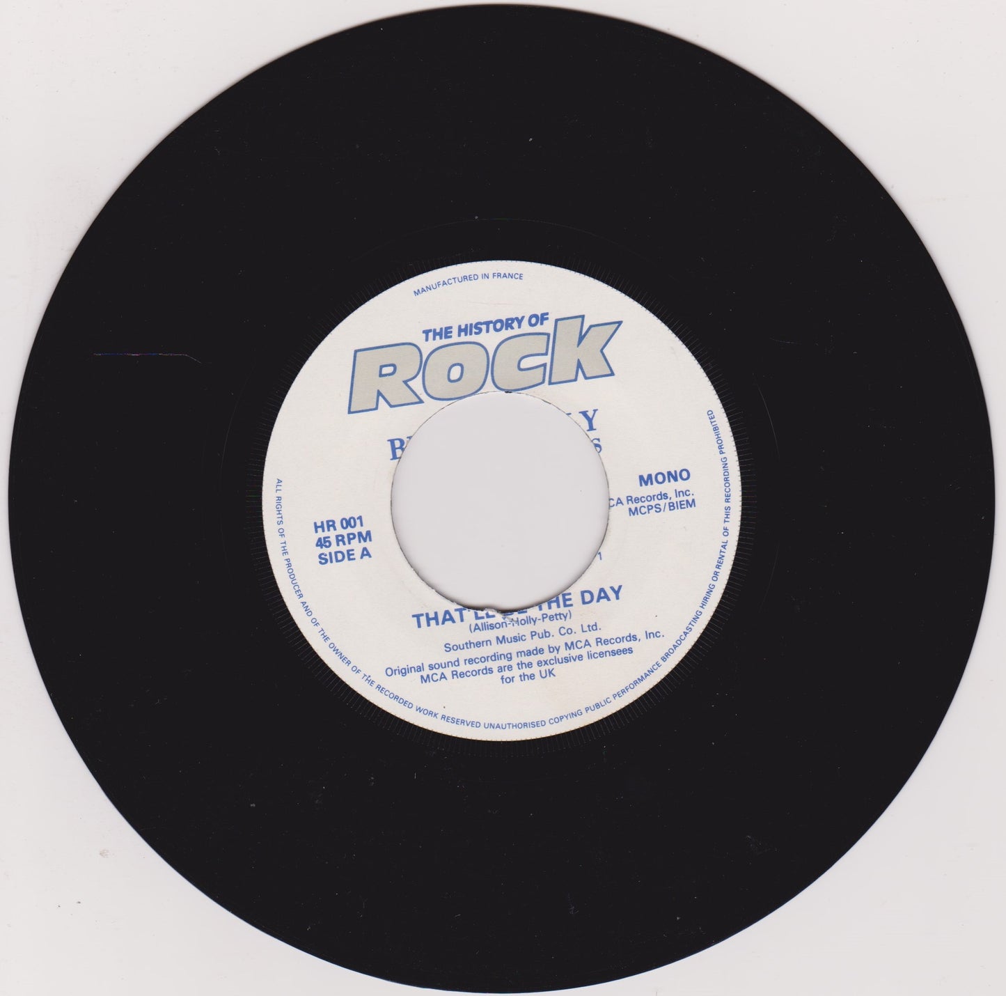 Buddy Holly And The Crickets – That'll Be The Day 7'' vinyl single VG/- jukebox centre