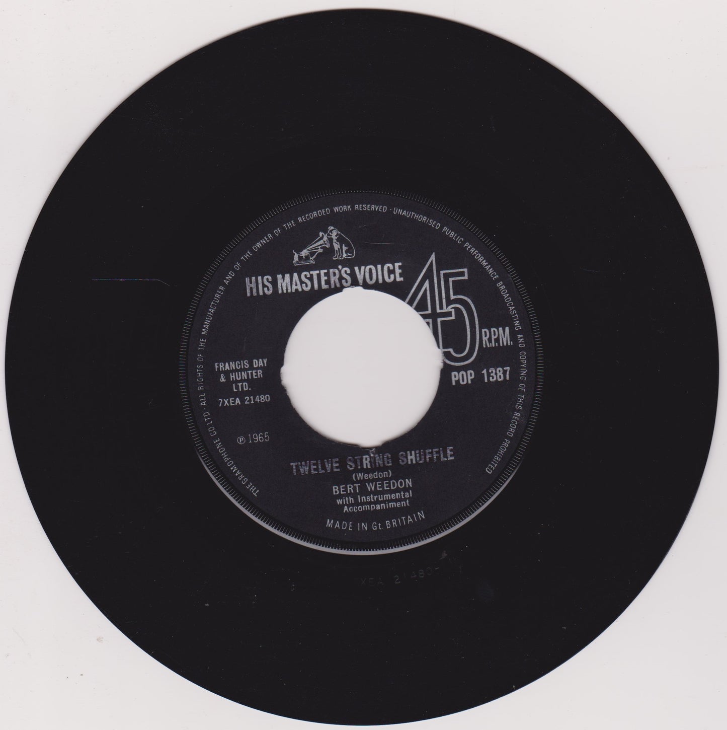 Bert Weedon - Colour Him Folky (HMV 1965) 7" vinyl single VG/-
