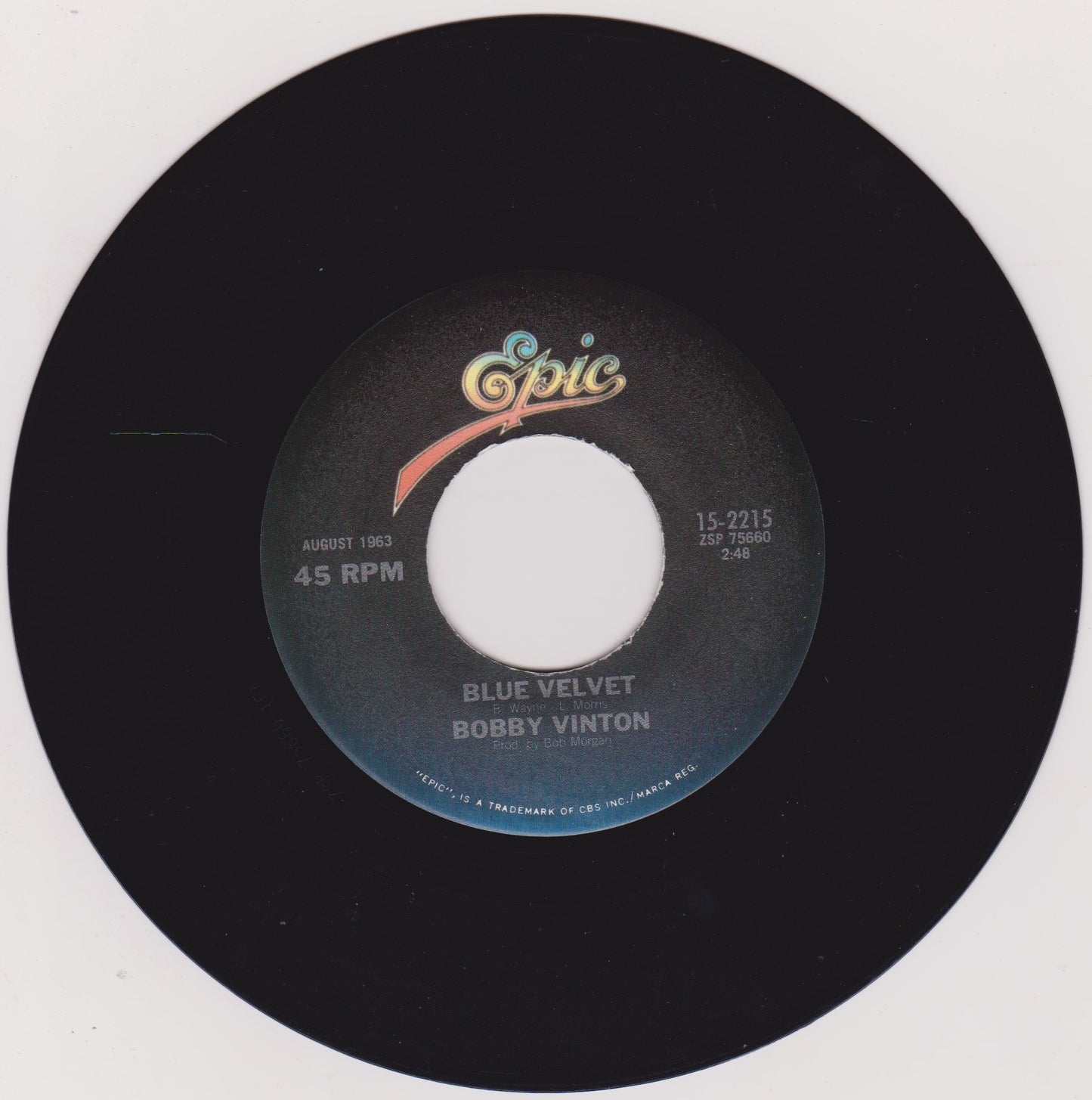 Bobby Vinton - Blue Velvet / Blue On Blue 7” vinyl US single VG/- jukebox