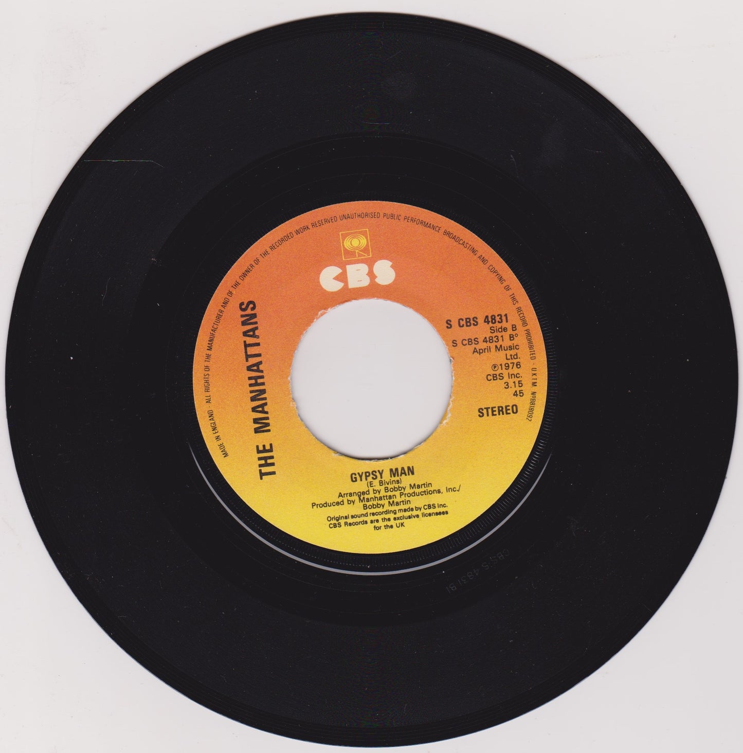 Manhattans - I Kinda Miss You (CBS 1977) 7" vinyl single VG/- jukebox centre