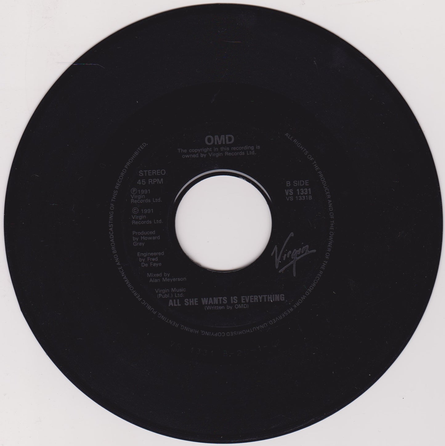 Orchestral Manoeuvres In The Dark - Pandora's Box (Virgin 1991) 7" vinyl VG/-