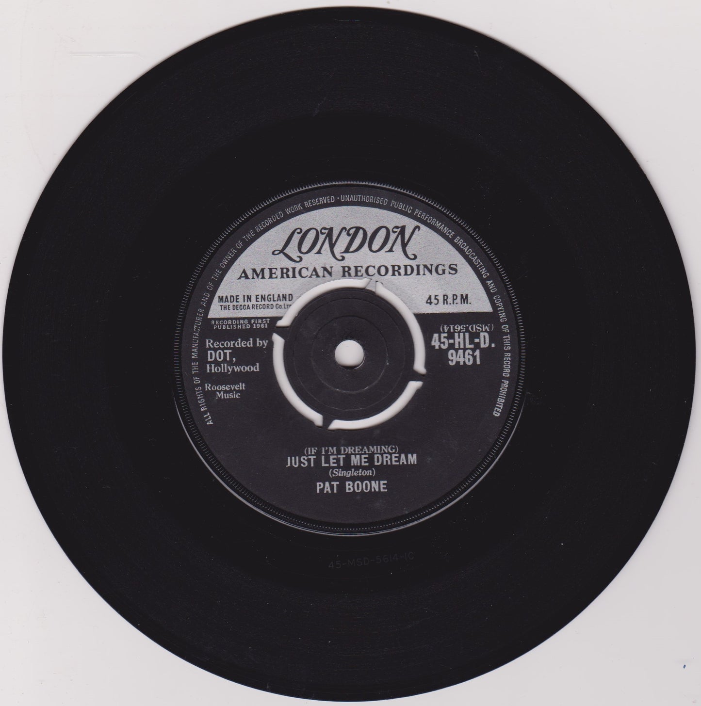 Pat Boone - Johnny Will (London 1961) 7" vinyl single VG/G