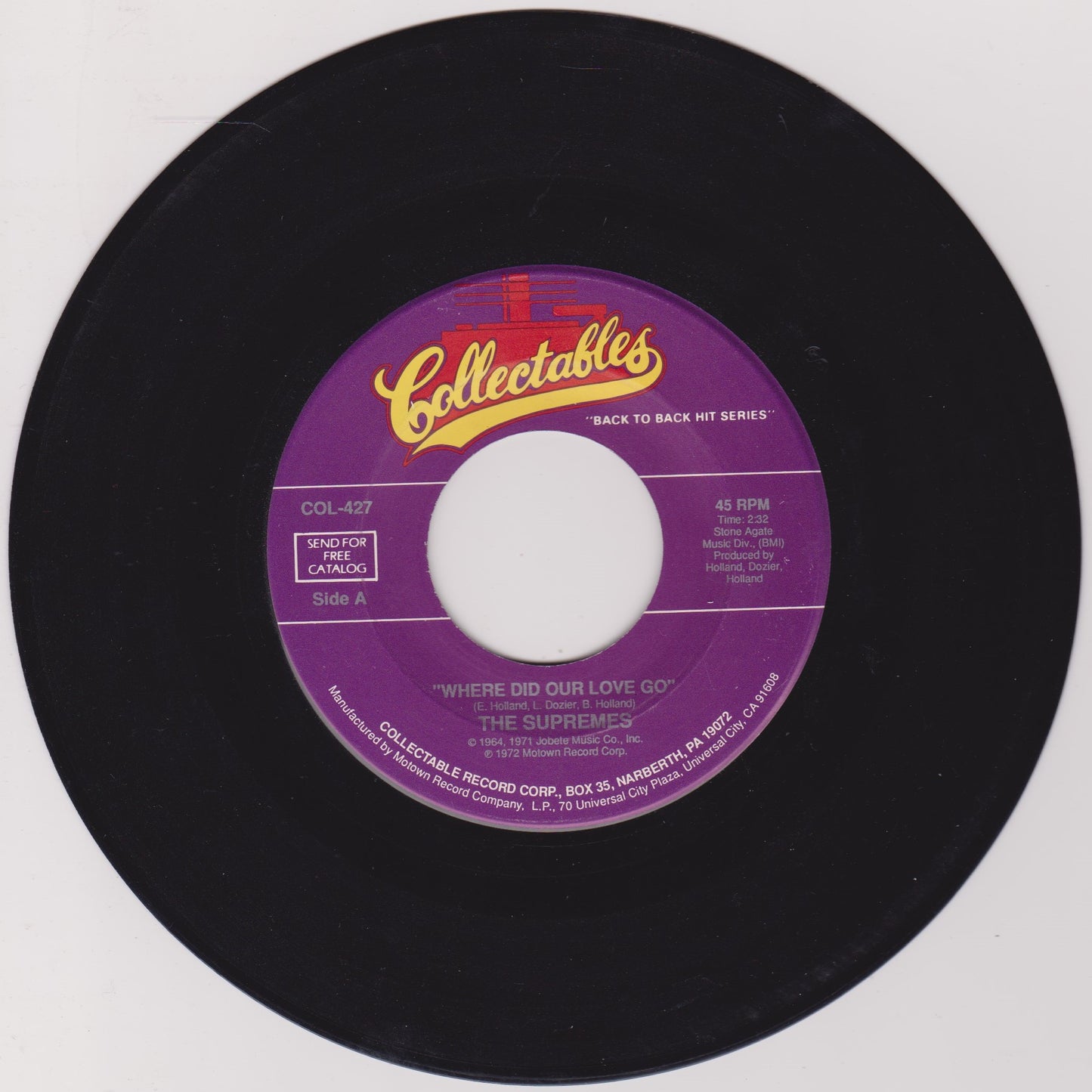 The Supremes – Where Did Our Love Go / Baby Love 7" vinyl single US VG/VG jukebox centre