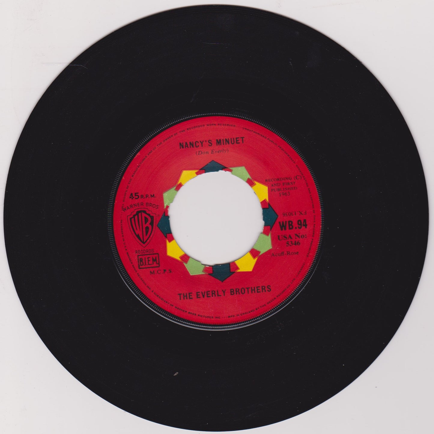 The Everly Brothers – (So It Was… So It Is) So It Always Will Be 7" vinyl VG/- jukebox centre hole