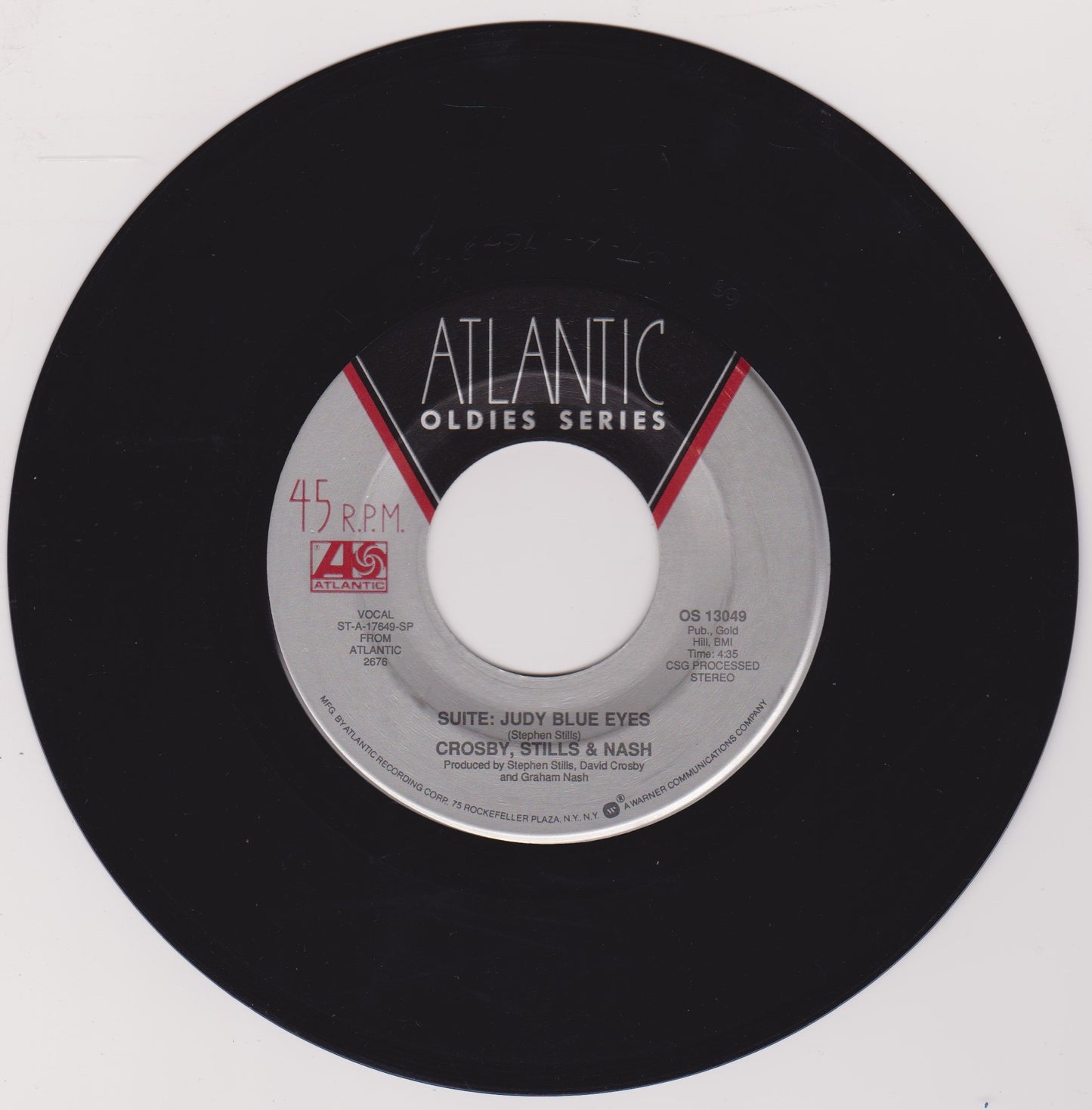 Crosby, Stills & Nash - Marrakesh Express (Atlantic) 7" vinyl single VG/- jukebox centre