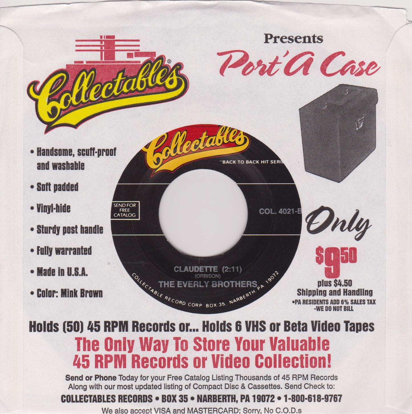 The Everly Brothers - All I Have To Do Is Dream / Claudette 7" US vinyl VG/VG