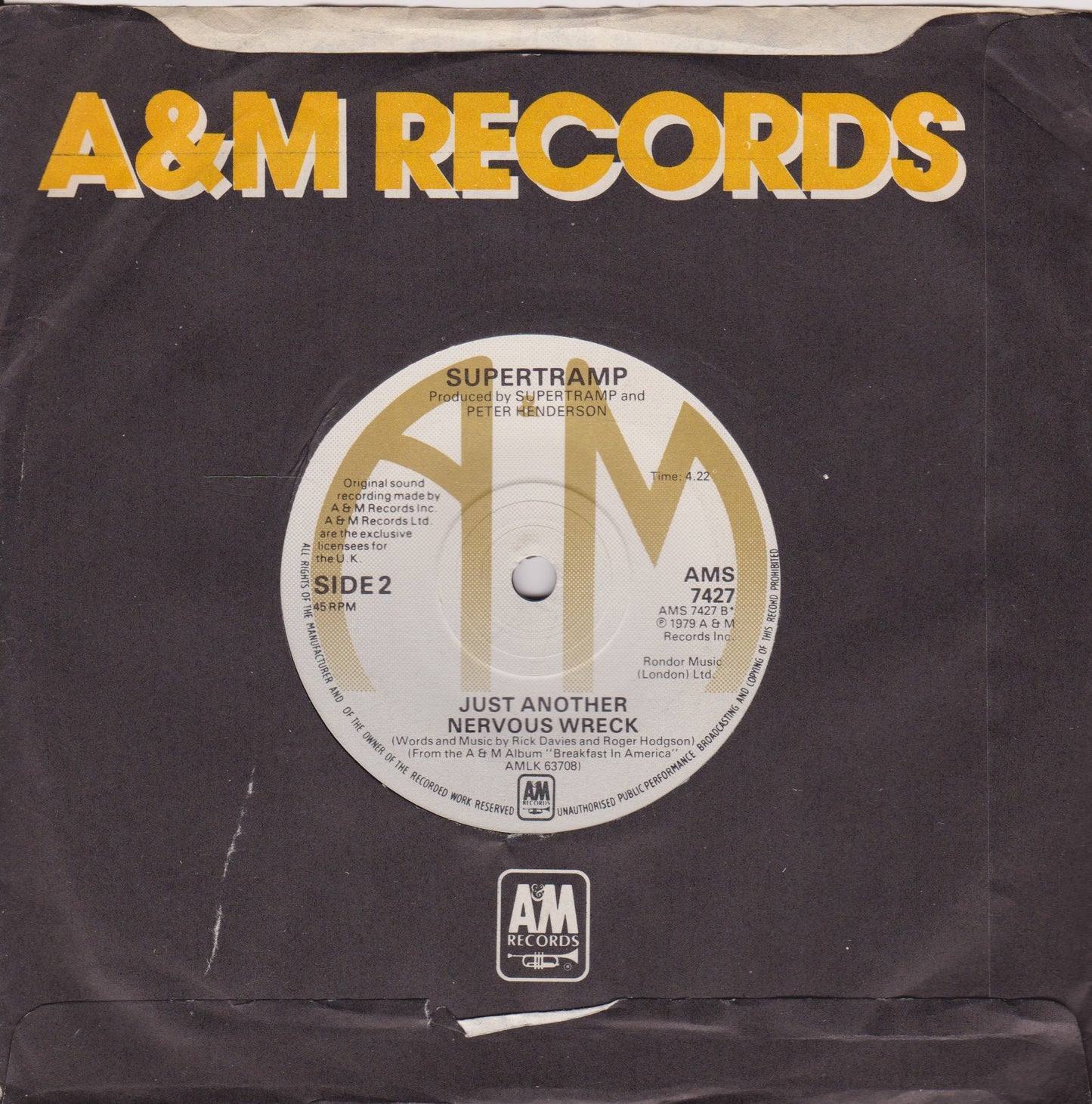 Supertramp - The Logical Song (A&M 1979) 7" vinyl single VG/VG