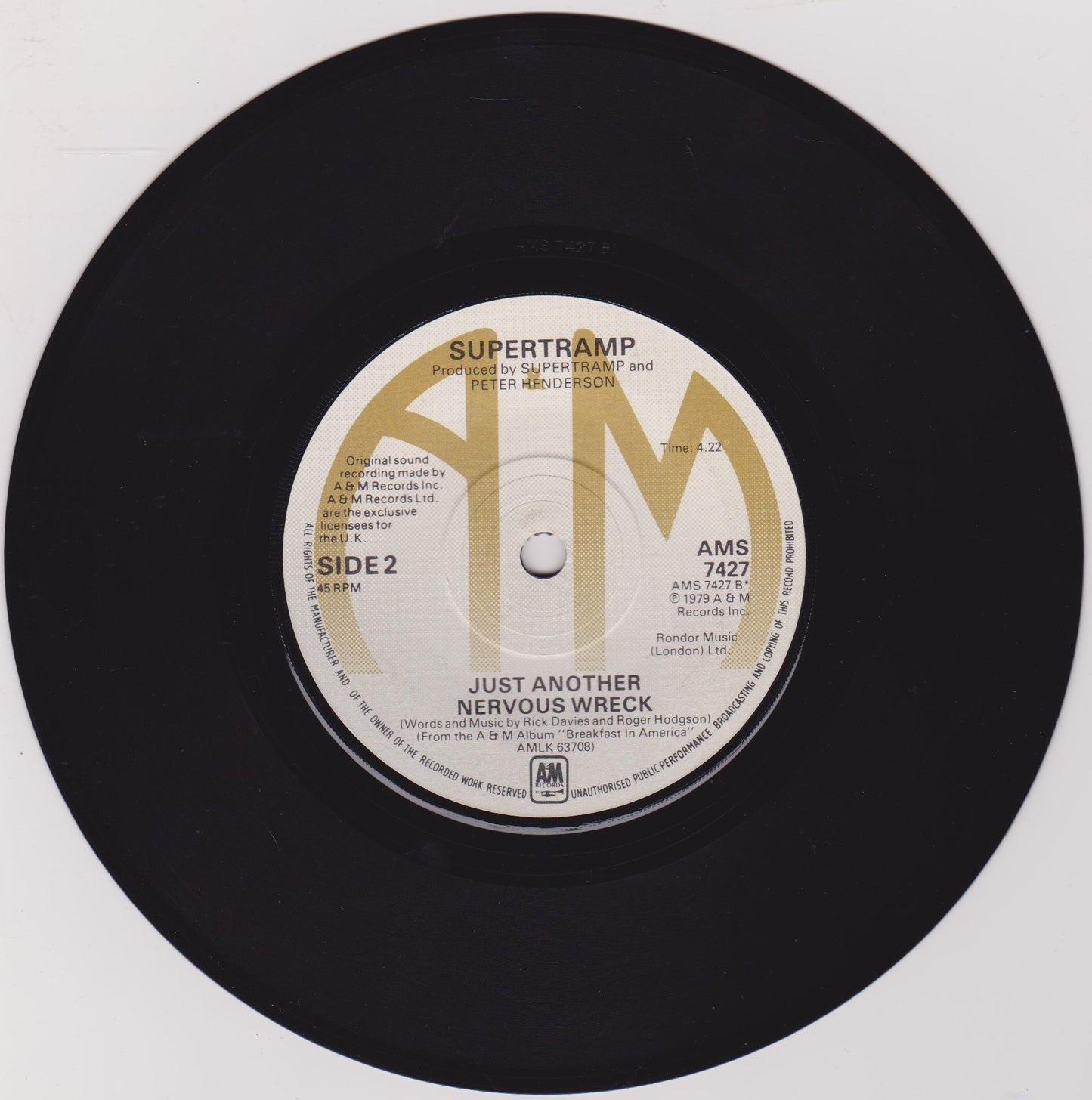 Supertramp - The Logical Song (A&M 1979) 7" vinyl single VG/VG
