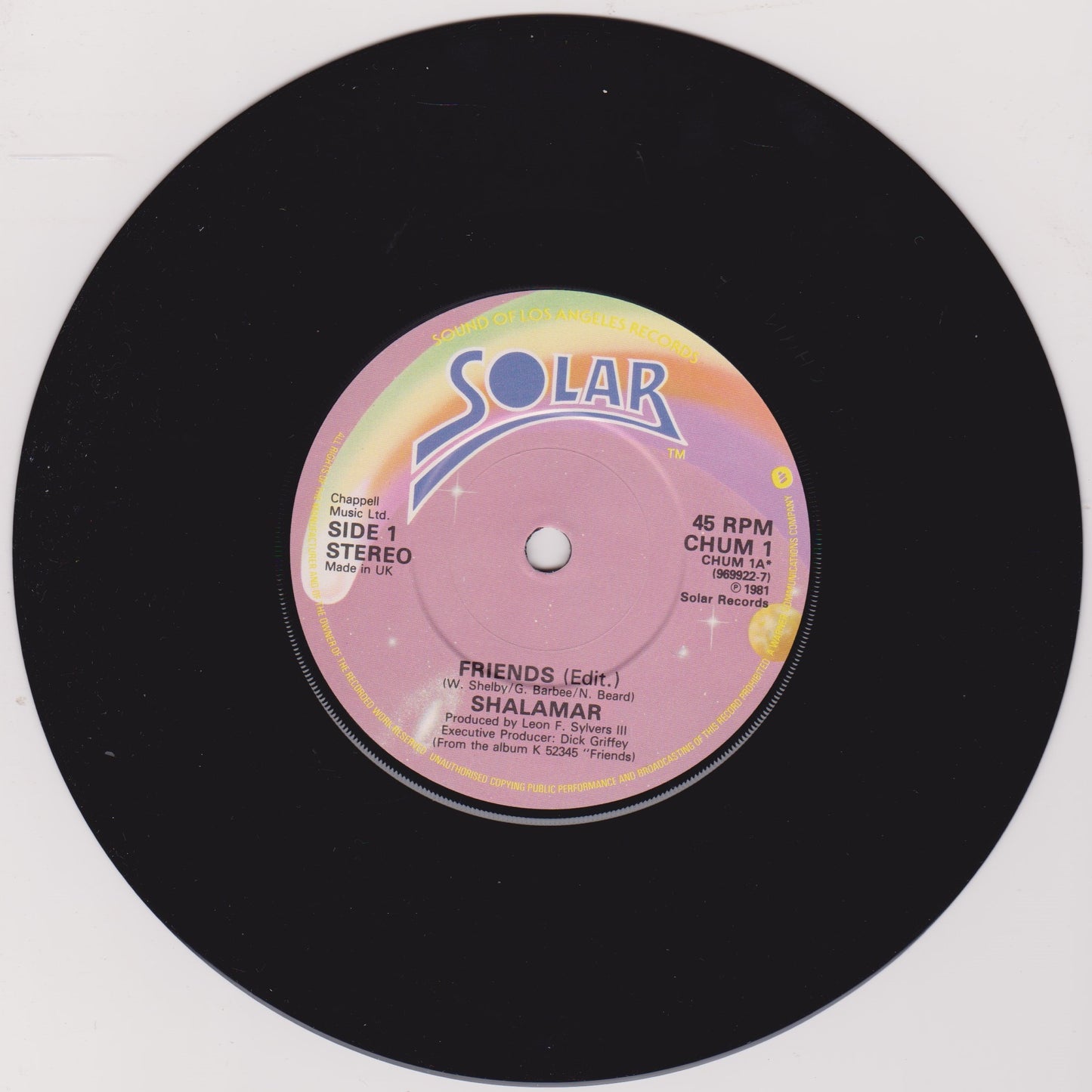 Shalamar - Friends (Solar, 1982) 7" vinyl single VG/VG