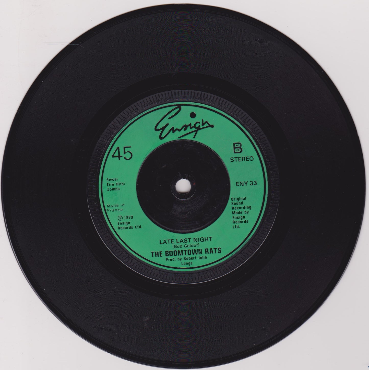 The Boomtown Rats - Diamond Smiles (Ensign 1979) 7" vinyl single VG/VG