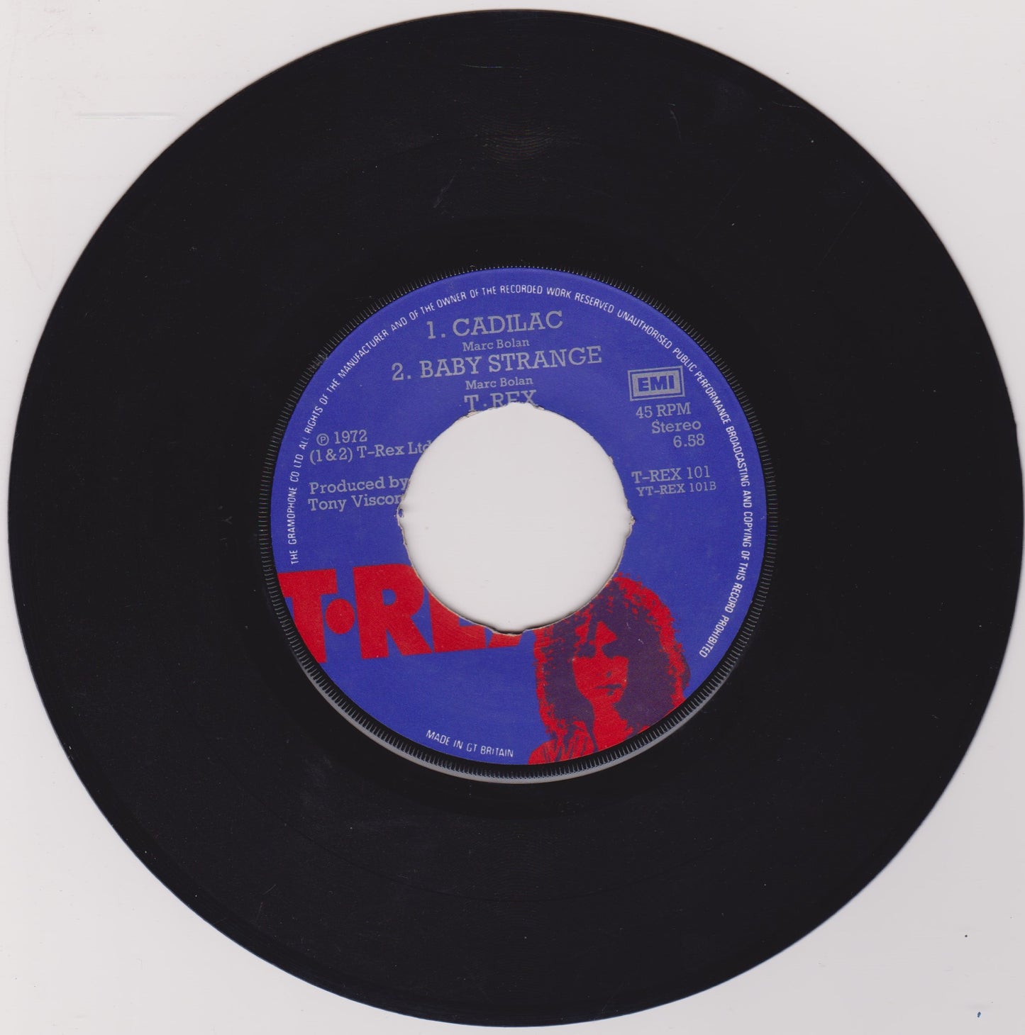 T-Rex – Telegram Sam (T-Rex 1972) 7" vinyl single G/- jukebox centre
