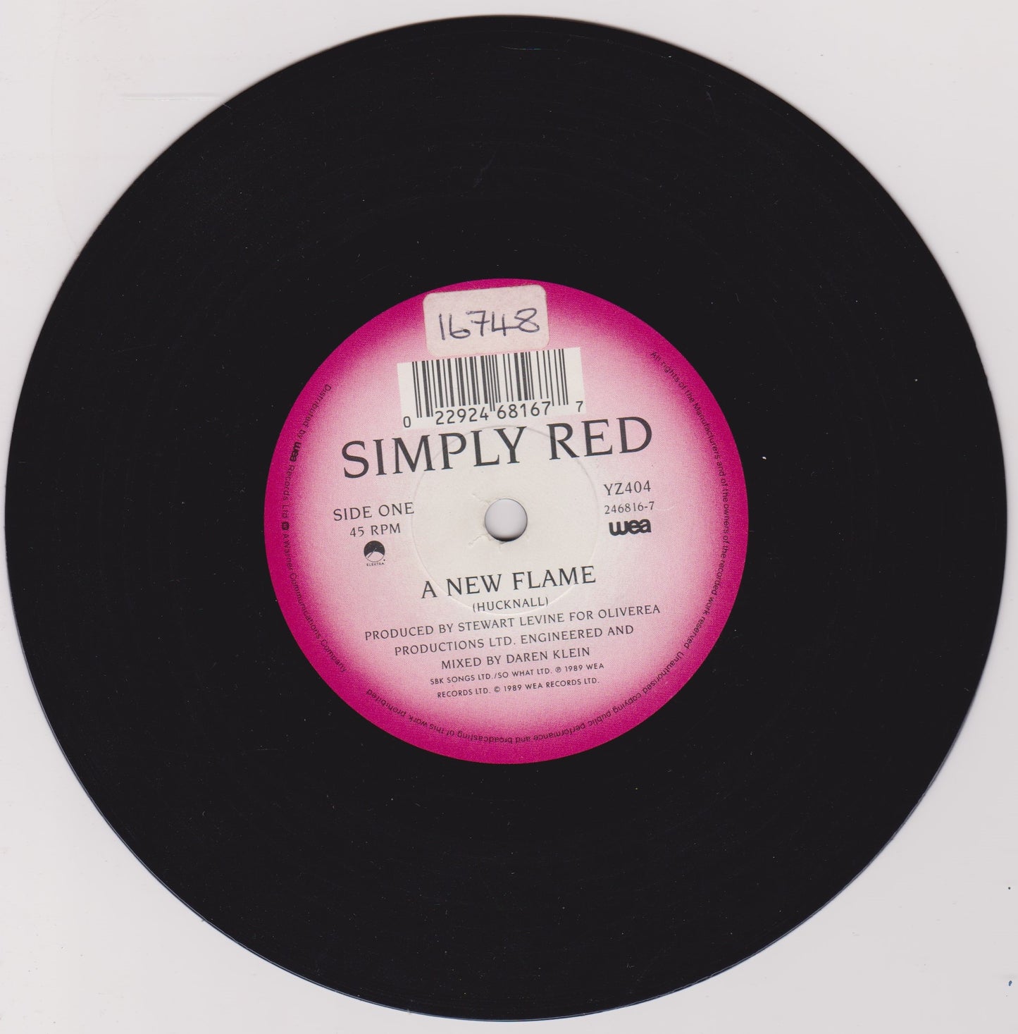 Simply Red – A New Flame (WEA 1989) 7" vinyl P/S single VG/VG