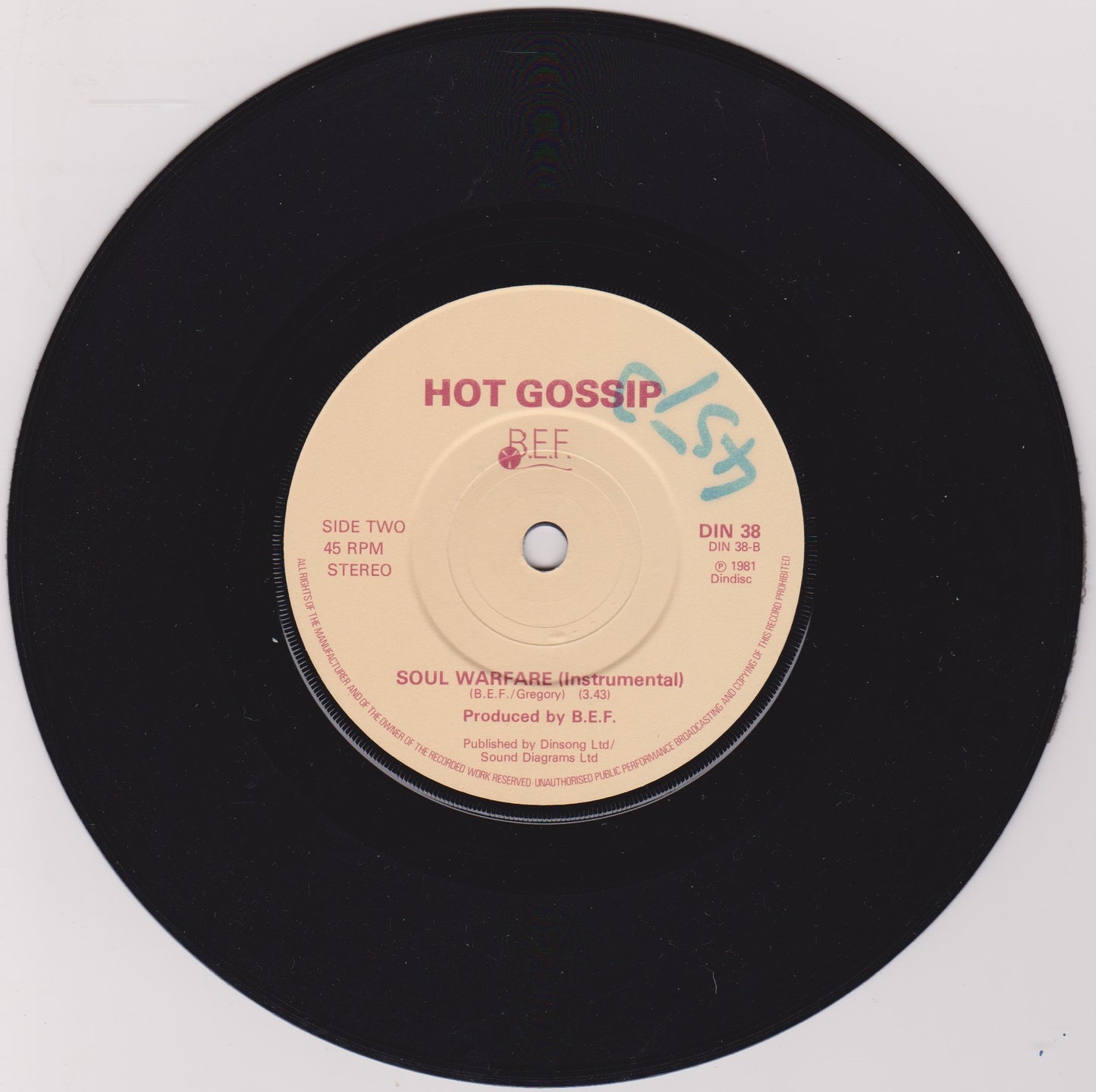 Hot Gossip – Soul Warfare (Dindisc 1982) 7" vinyl P/S single VG/VG