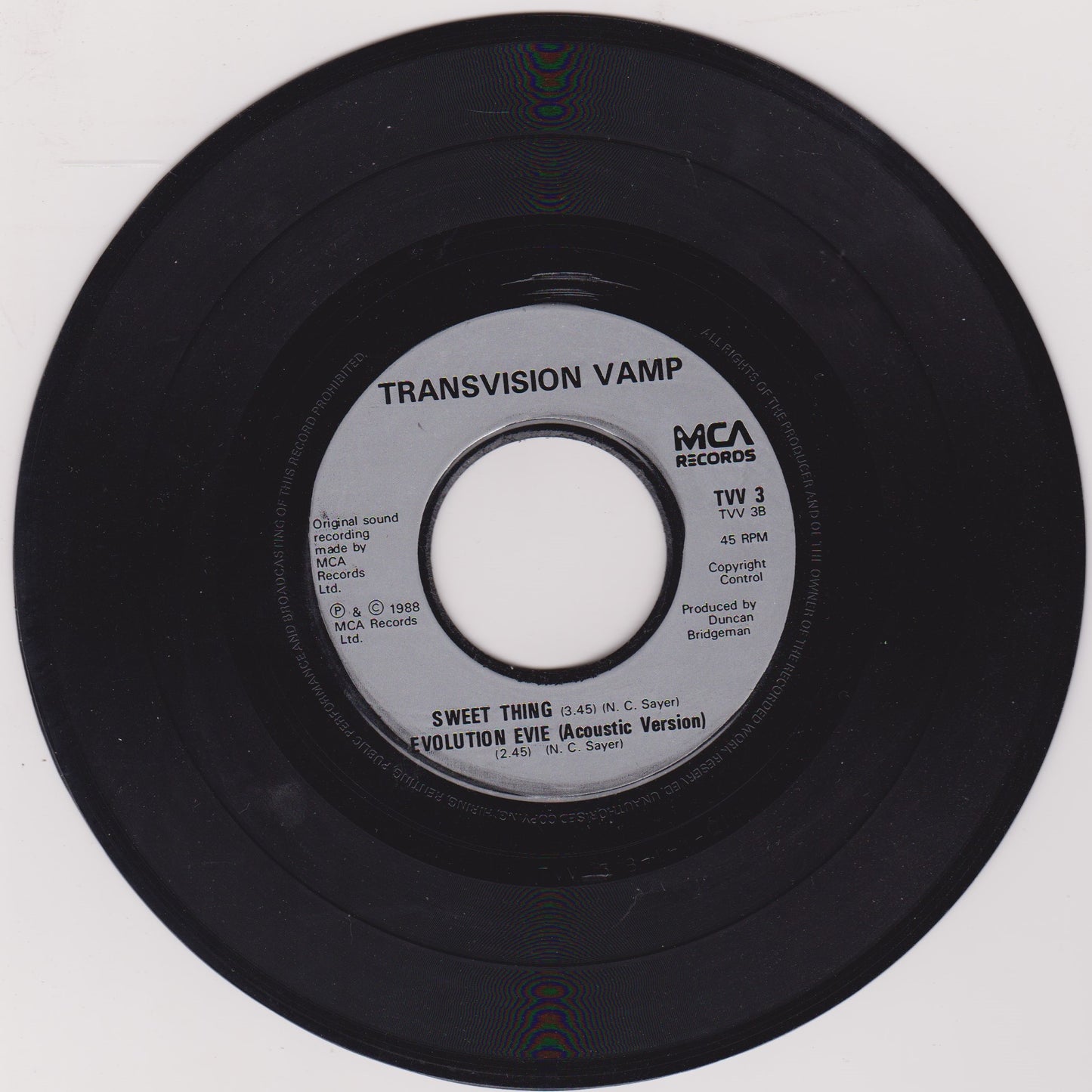 Transvision Vamp – I Want Your Love (MCA 1988) 7" vinyl P/S single G+/VG jukebox