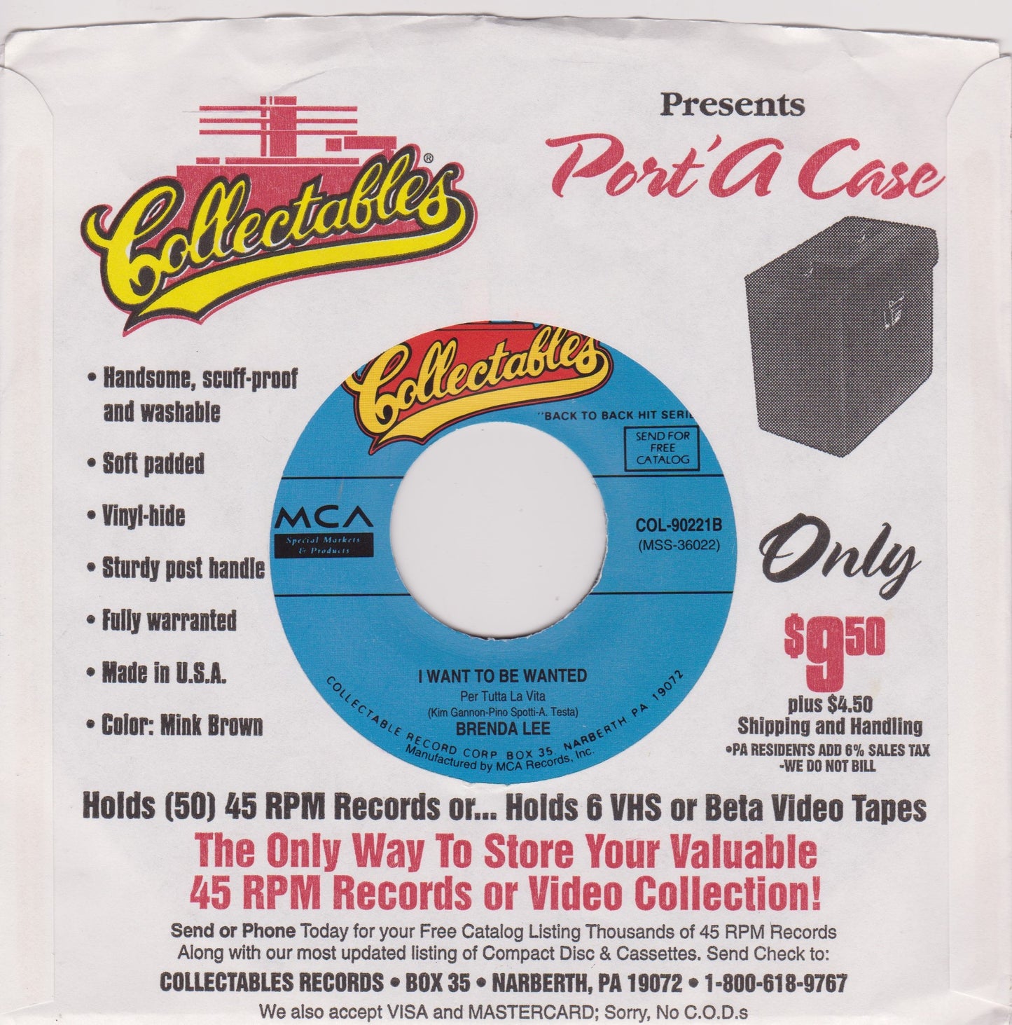 Brenda Lee – Sweet Nothin's / I Want To Be Wanted 7" US vinyl single VG/VG jukebox