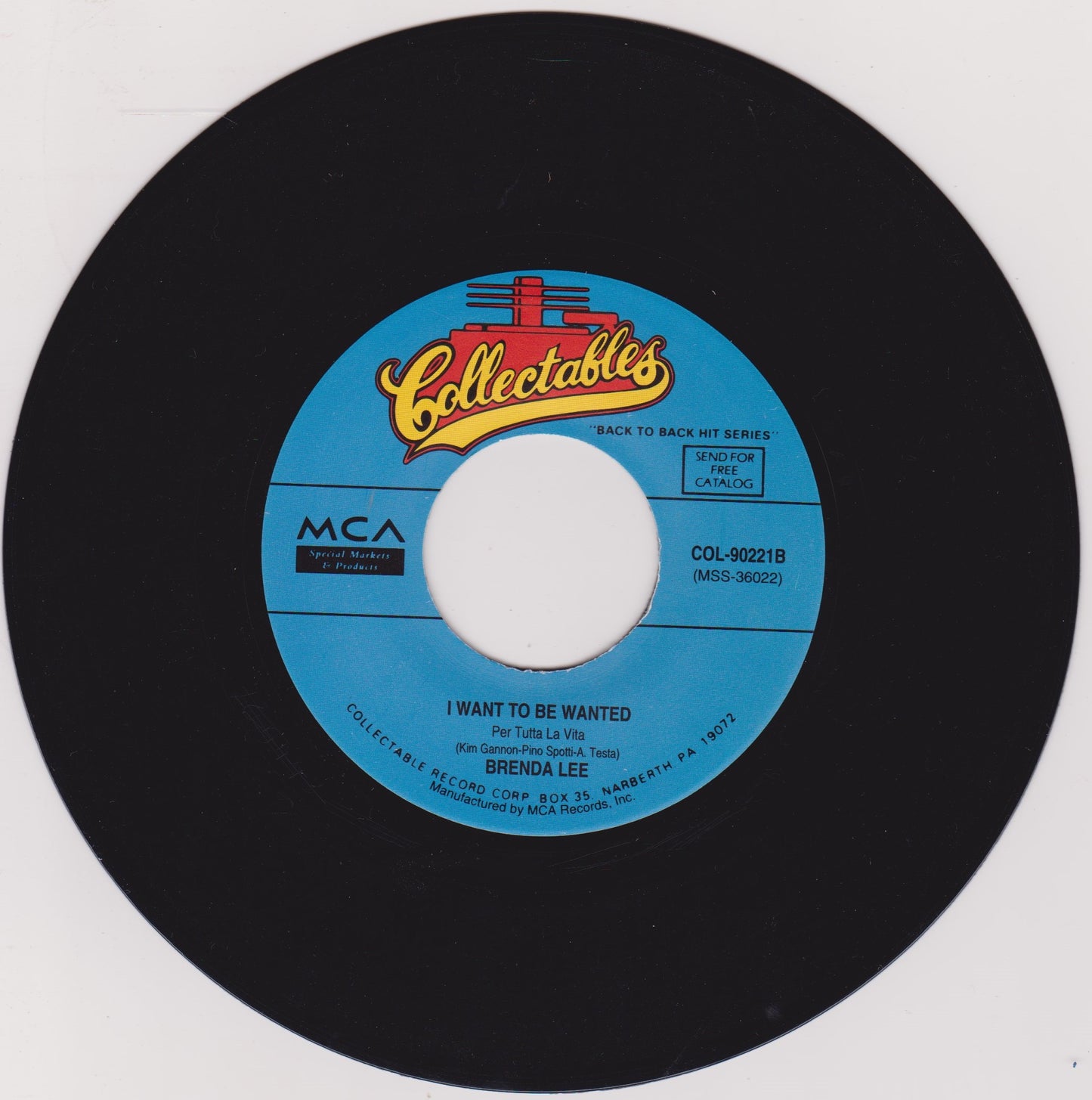 Brenda Lee – Sweet Nothin's / I Want To Be Wanted 7" US vinyl single VG/VG jukebox
