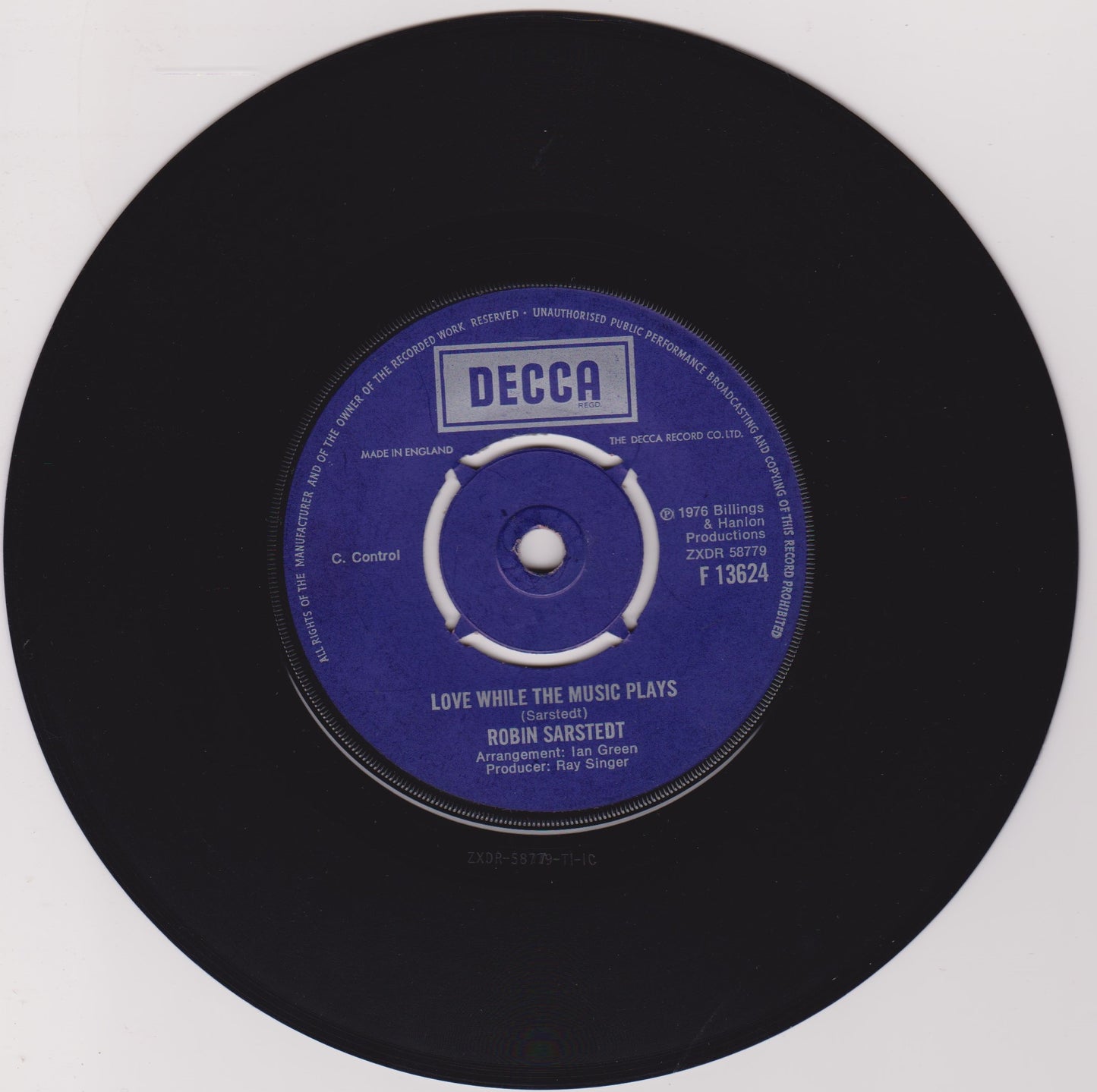 Robin Sarstedt – My Resistance Is Low (Decca 1976) 7" vinyl single VG/-