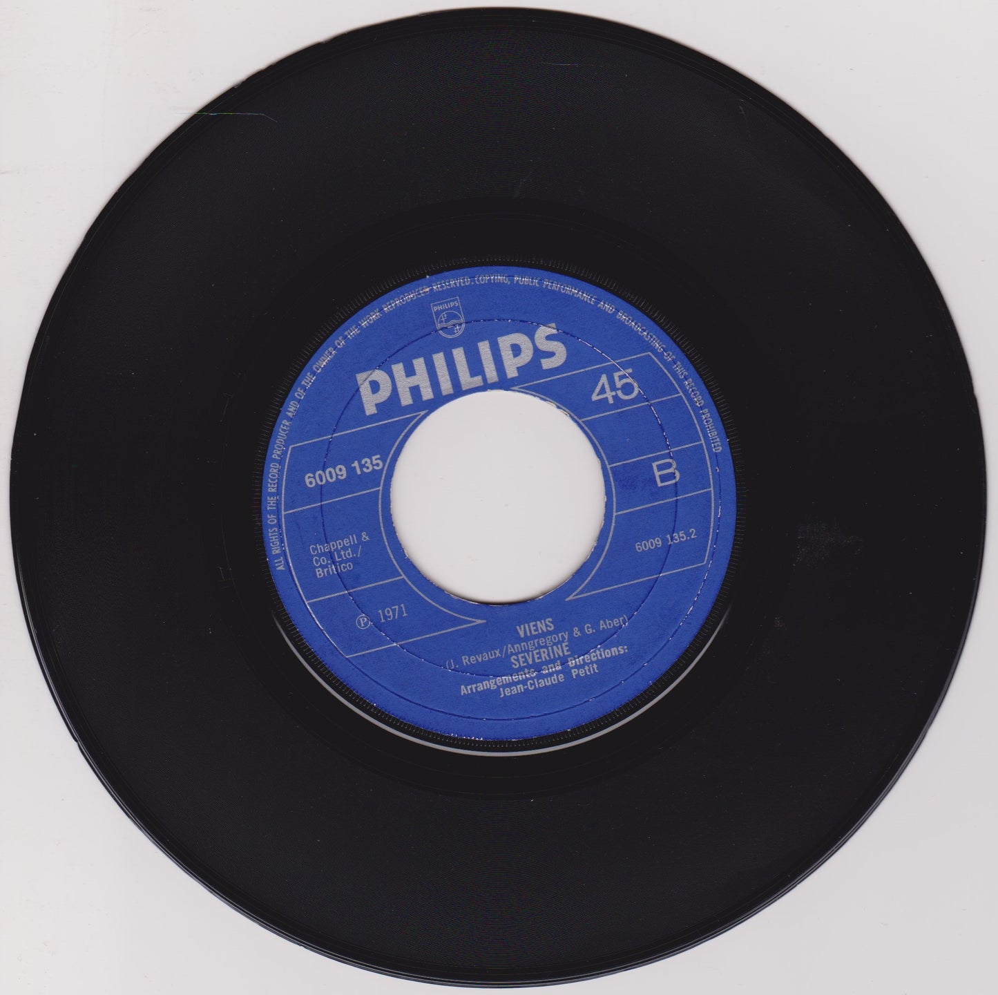 Severine – Un Banc, Un Arbre, Une Rue (Philips 1971) 7" vinyl single VG/- jukebox