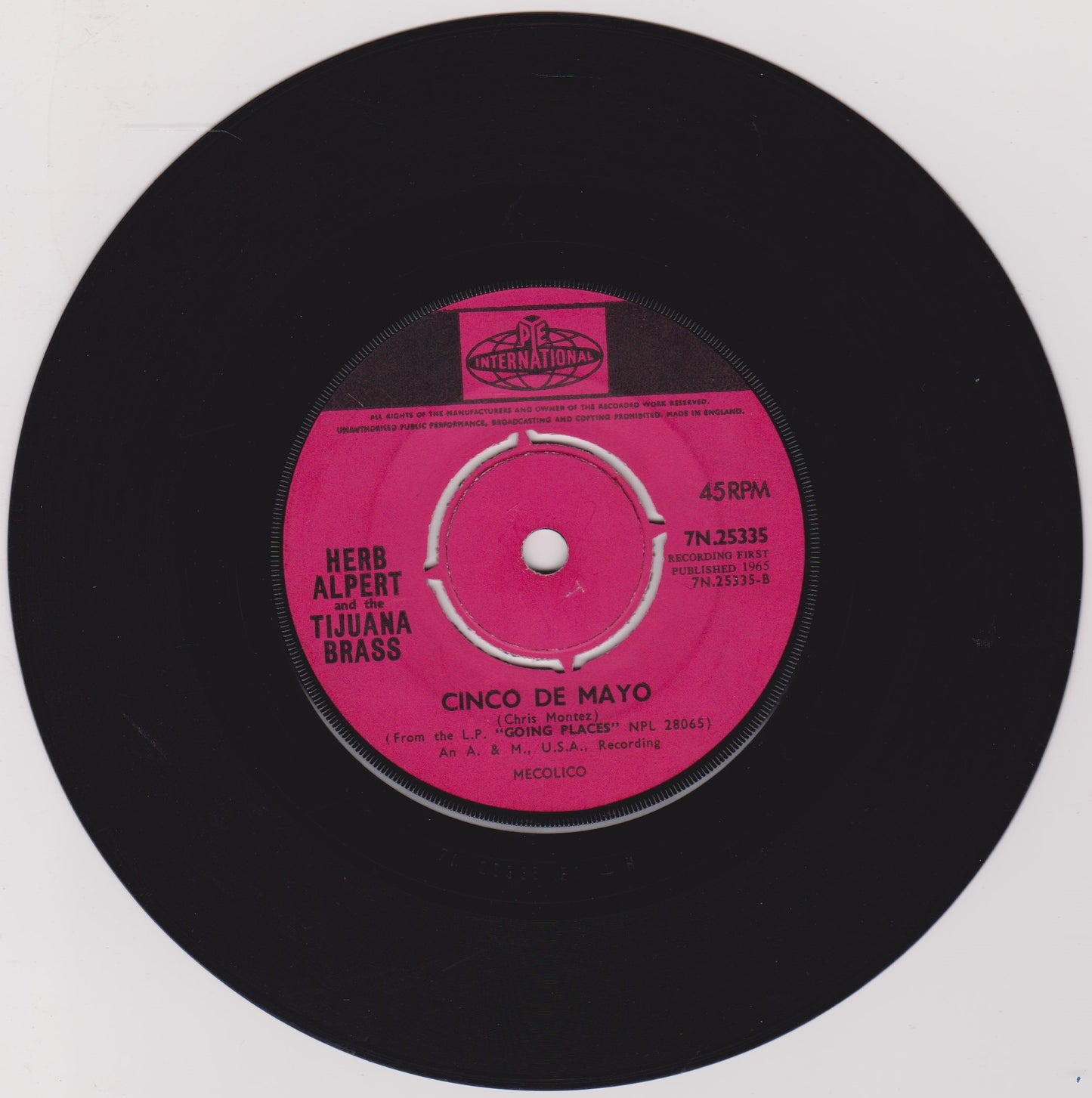 Herb Alpert And The Tijuana Brass – Spanish Flea (Pye 1965) 7" vinyl single VG/-