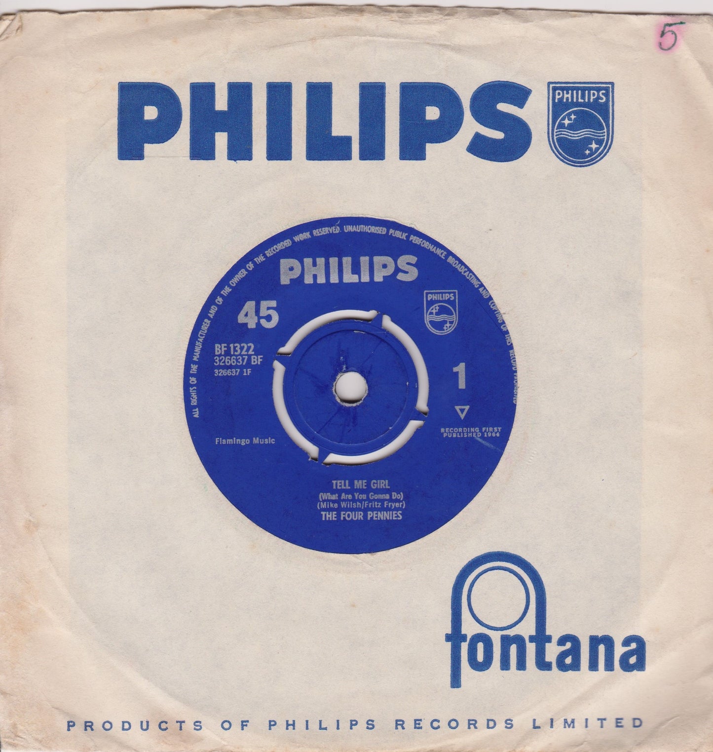 The Four Pennies – Tell Me Girl (What Are You Gonna Do) 7" vinyl single VG/VG
