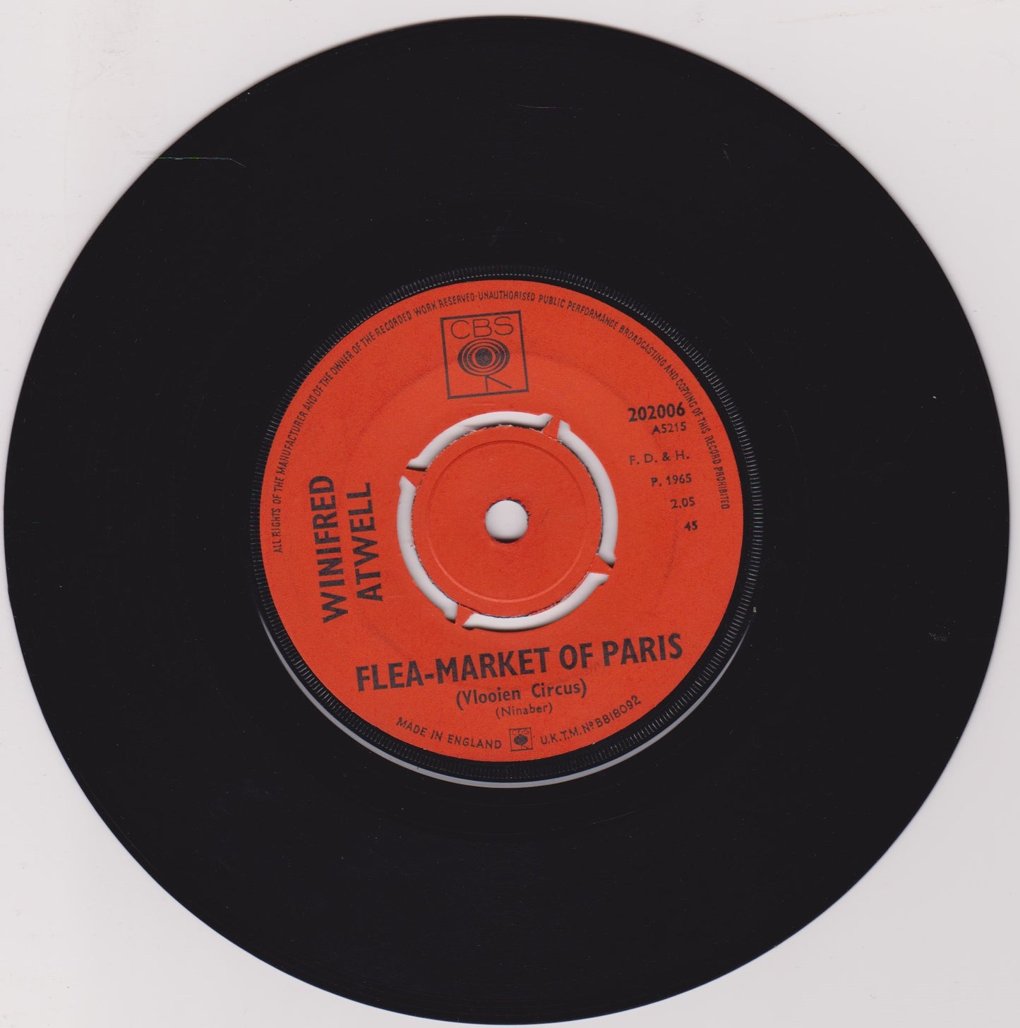 Winifred Atwell – Snow Bells (CBS 1965) 7" vinyl single VG/-
