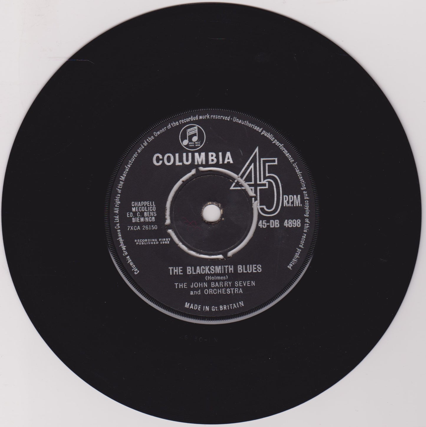 The John Barry Seven And Orchestra – The James Bond Theme 7" vinyl single VG/-