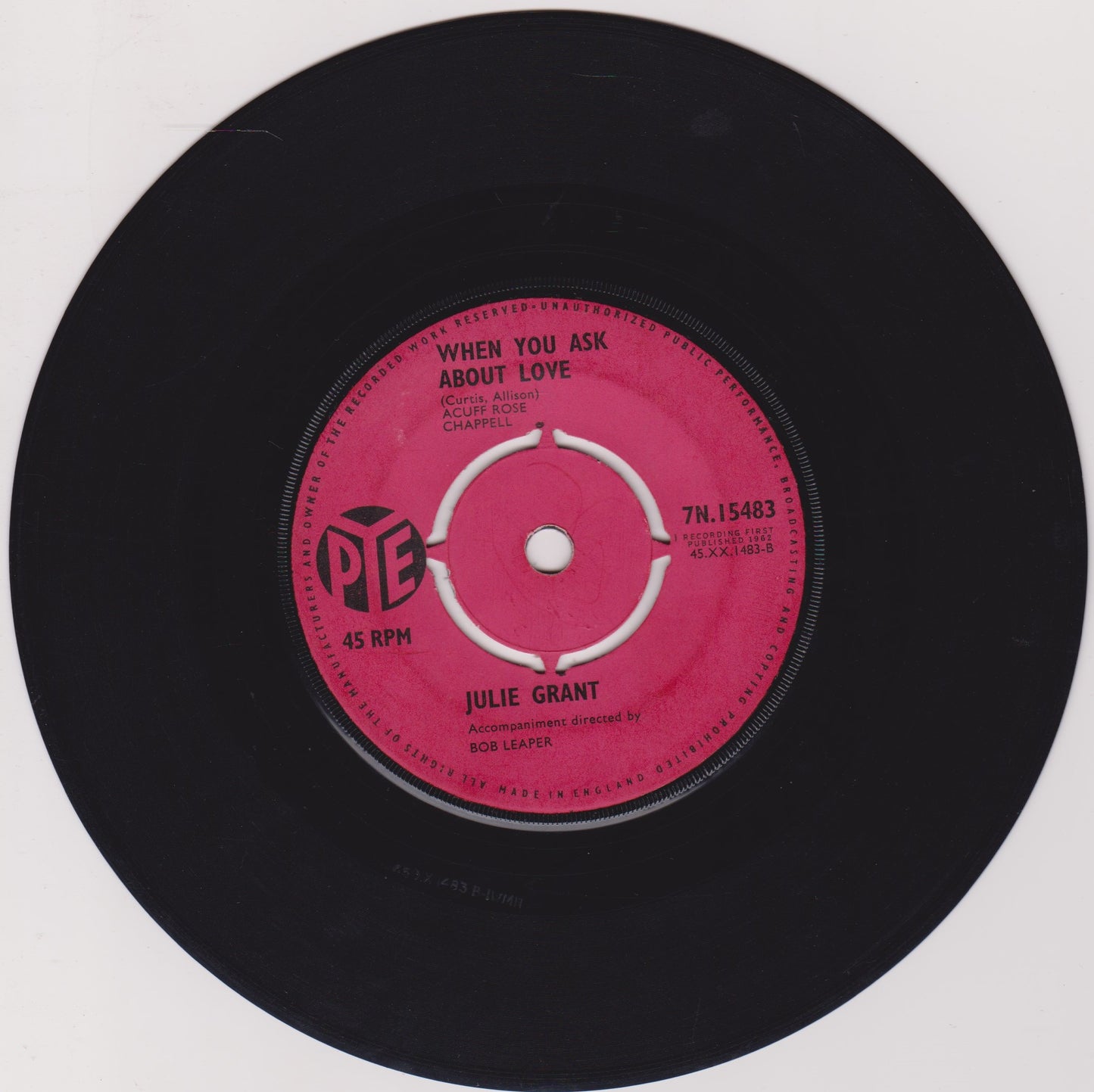 Julie Grant – Up On The Roof (Pye 1962) 7" vinyl single VG/-