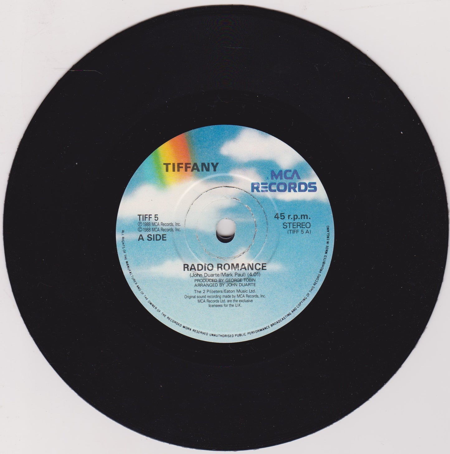 Tiffany – Radio Romance (MCA 1985) 7" vinyl P/S single G+/VG