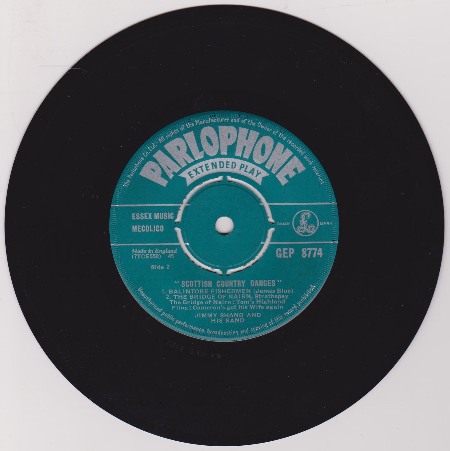 Jimmy Shand And His Band – Scottish Country Dances 7" vinyl P/S EP VG/VG