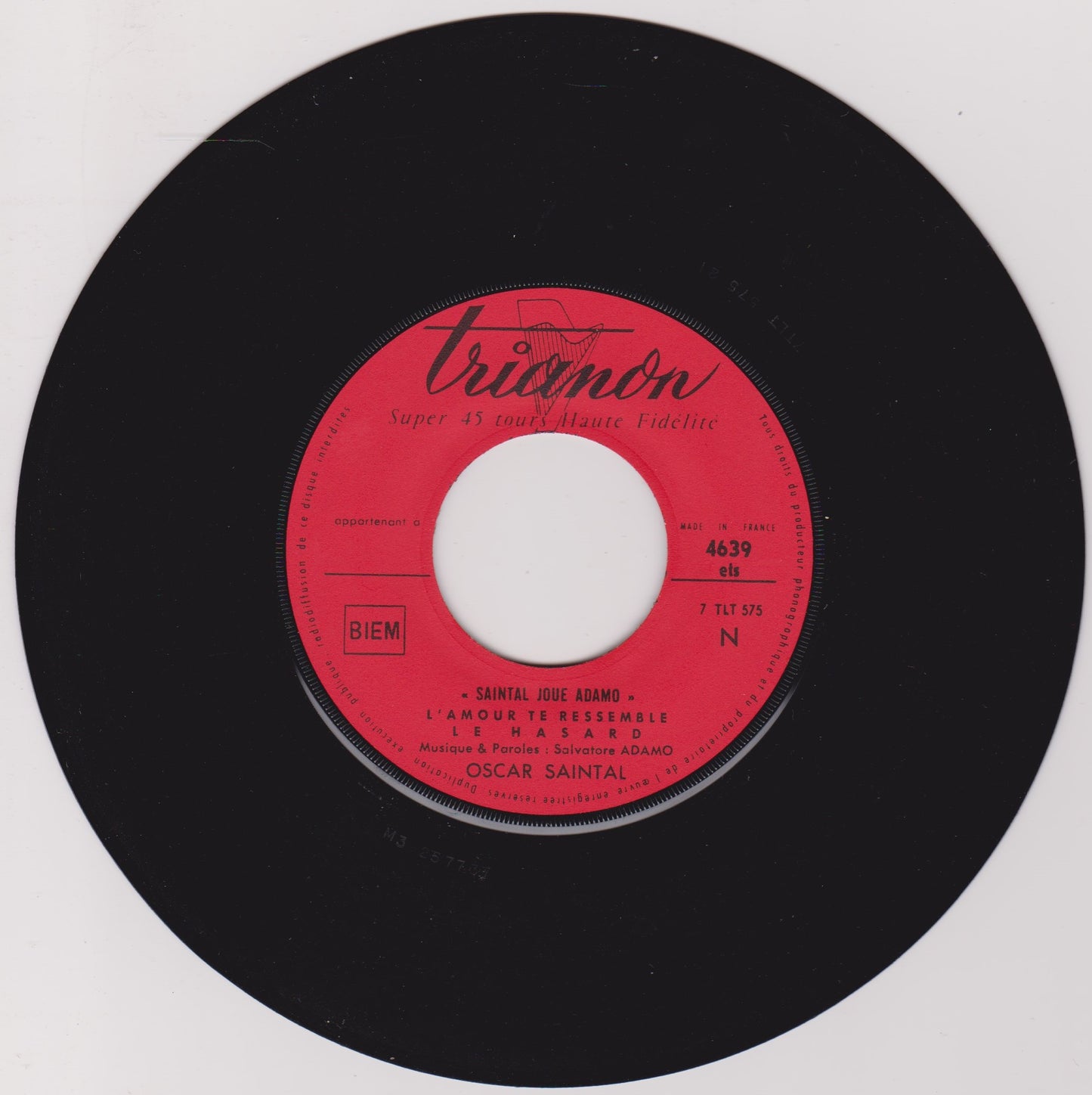 Saintal Son Accordéon Et Sa Grande Formation – 4 Succès D’Adamo 7" vinyl EP French import