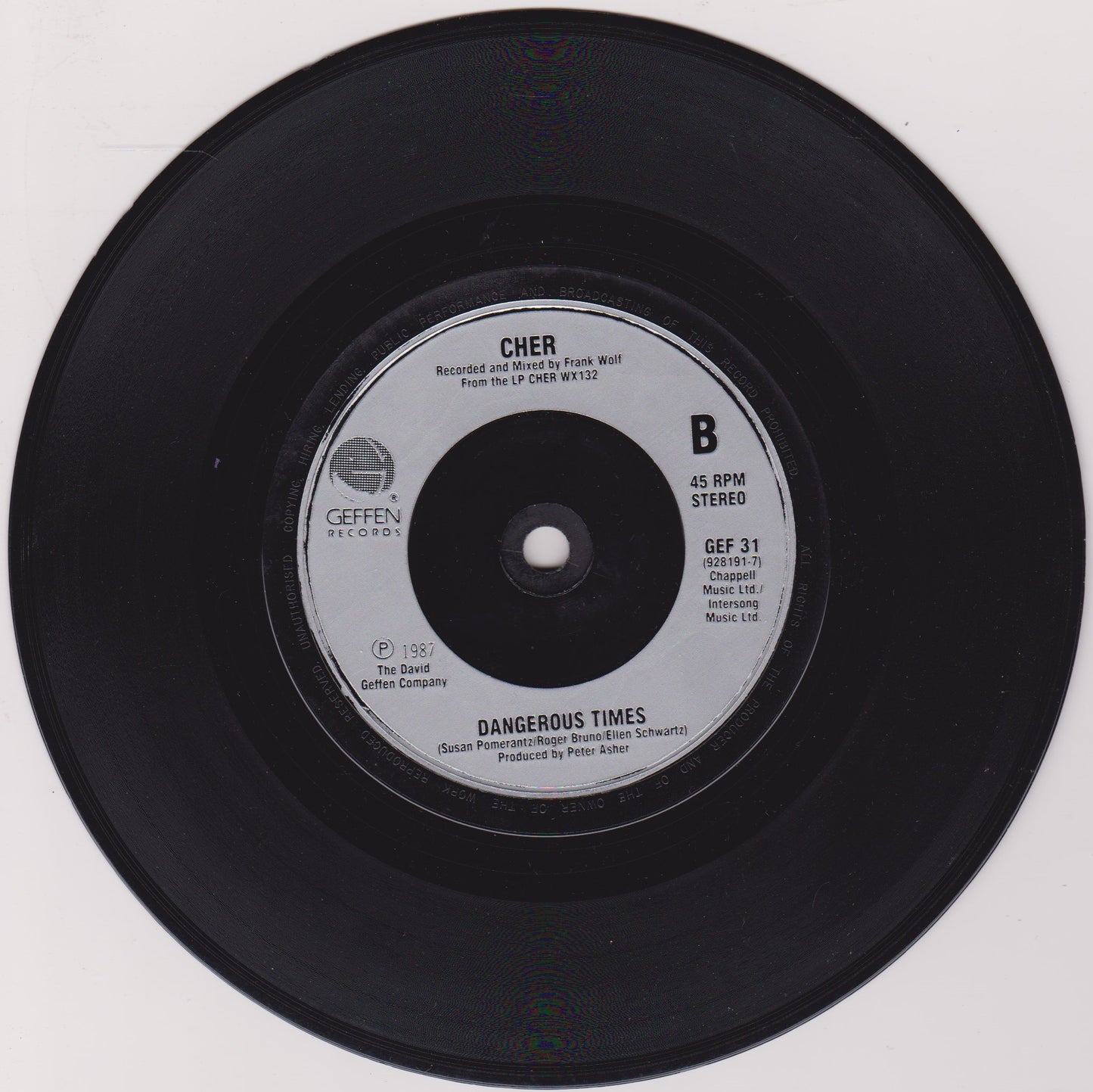 Cher – I Found Someone (Geffen 1987) 7" vinyl P/S single VG/VG