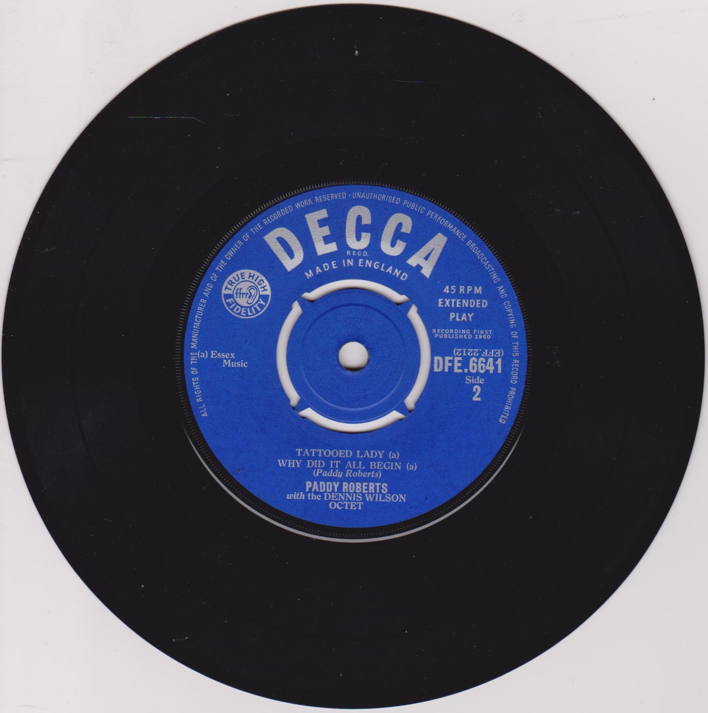 Paddy Roberts - Paddy Roberts Strikes Again (Decca 1960) 7" vinyl P/S EP VG/VG