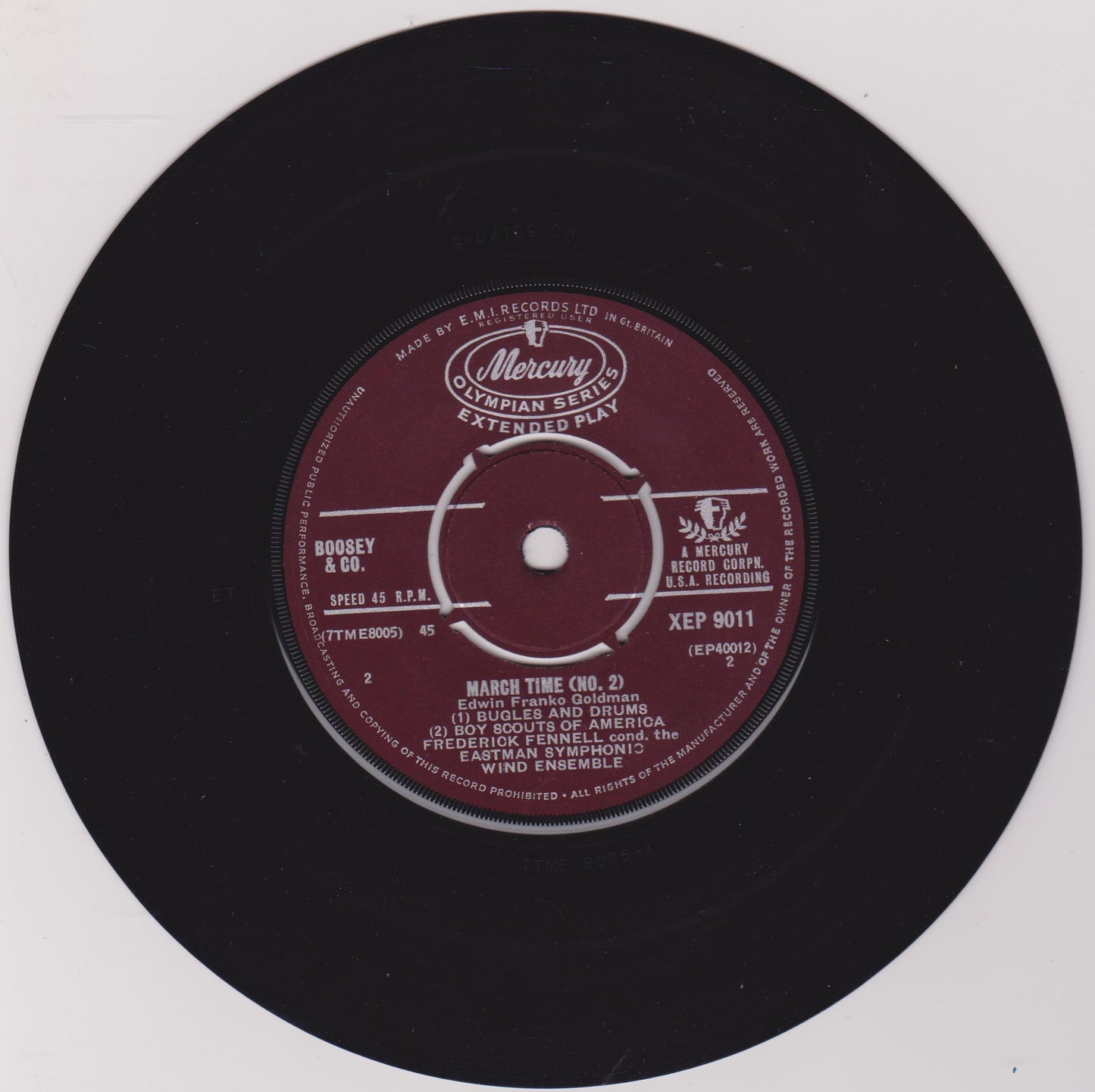 Frederick Fennell And Eastman Wind Ensemble – March Time No.2 7" vinyl EP G+/VG