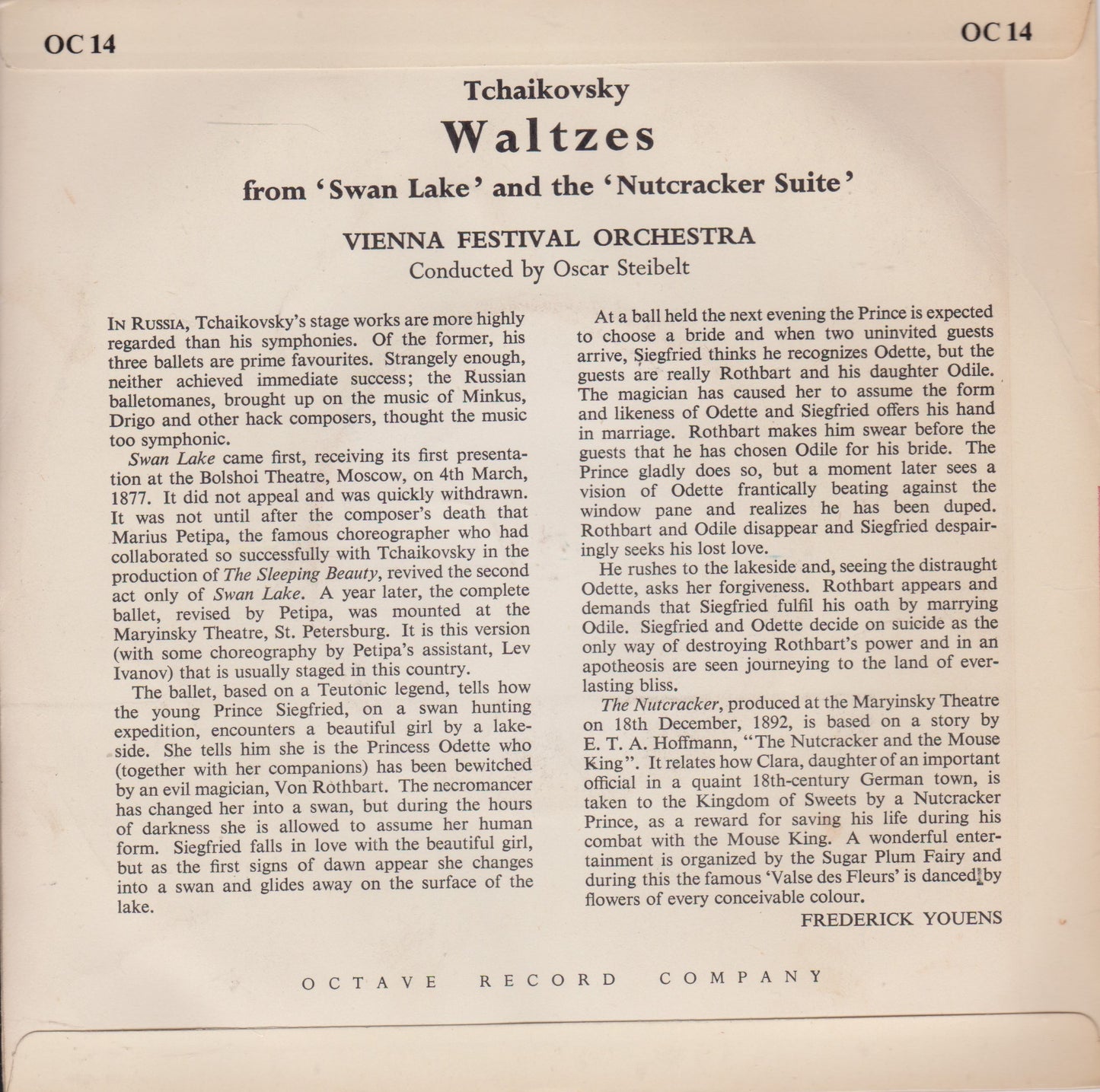 Tchaikovsky, Vienna Festival Orchestra – Nutcracker Suite & Swan Lake 7" vinyl P/S EP VG