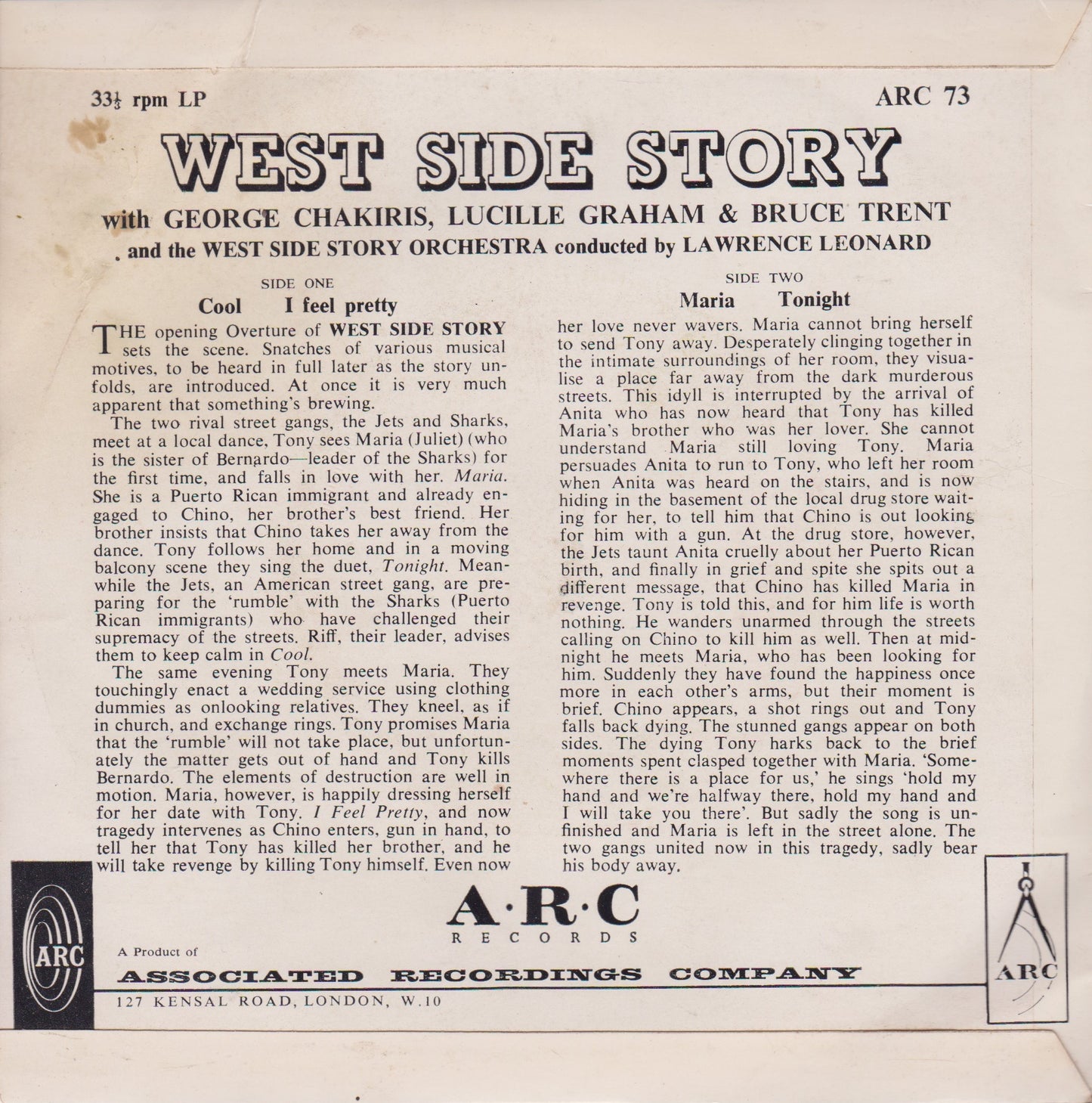George Chakiris & Lucille Graham – West Side Story (ARC 1965) 7" vinyl P/S EP VG/VG