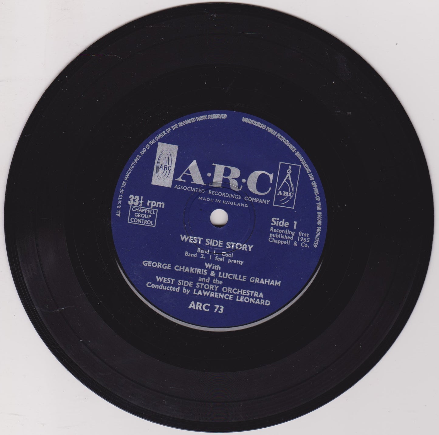 George Chakiris & Lucille Graham – West Side Story (ARC 1965) 7" vinyl P/S EP VG/VG