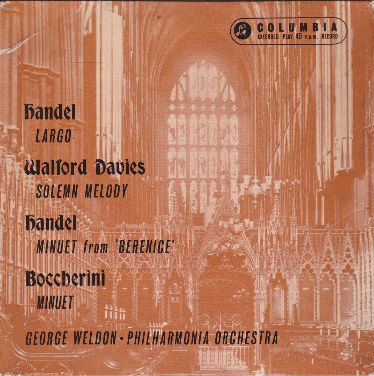 George Weldon, Philharmonia Orchestra – Largo / Solemn Melody 7" vinyl P/S EP VG/VG