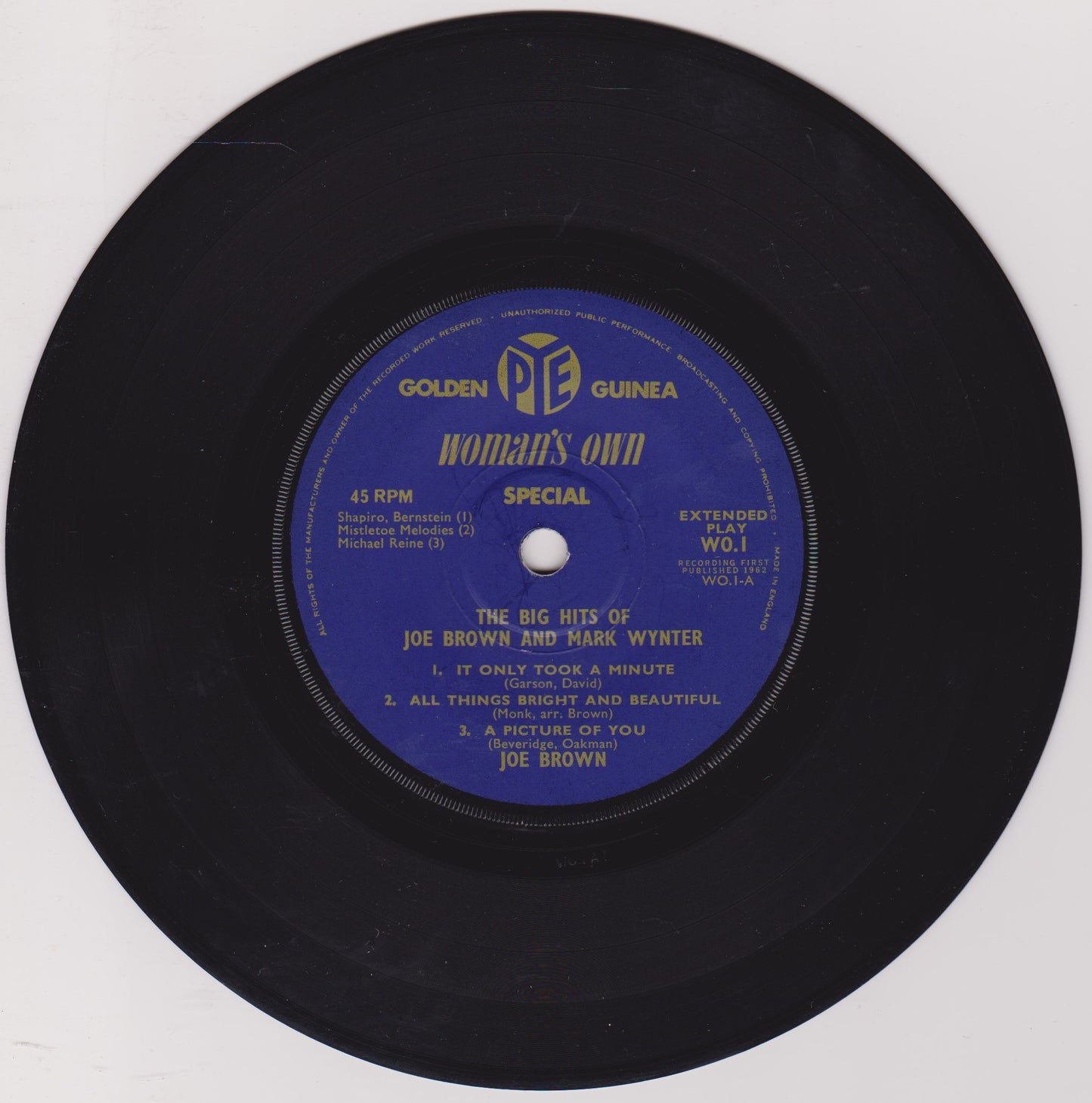 The Big Hits Of Joe Brown And Mark Wynter (Pye 1963) 7" vinyl P/S EP VG/VG