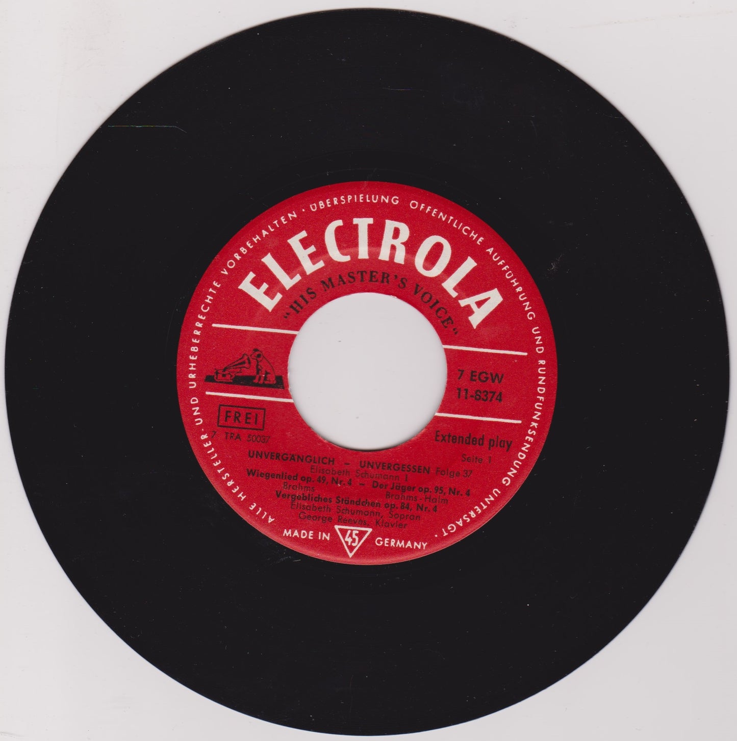 Johannes Brahms - Elisabeth Schumann – Elisabeth Schumann I (1957) 7" vinyl P/S EP VG/VG German
