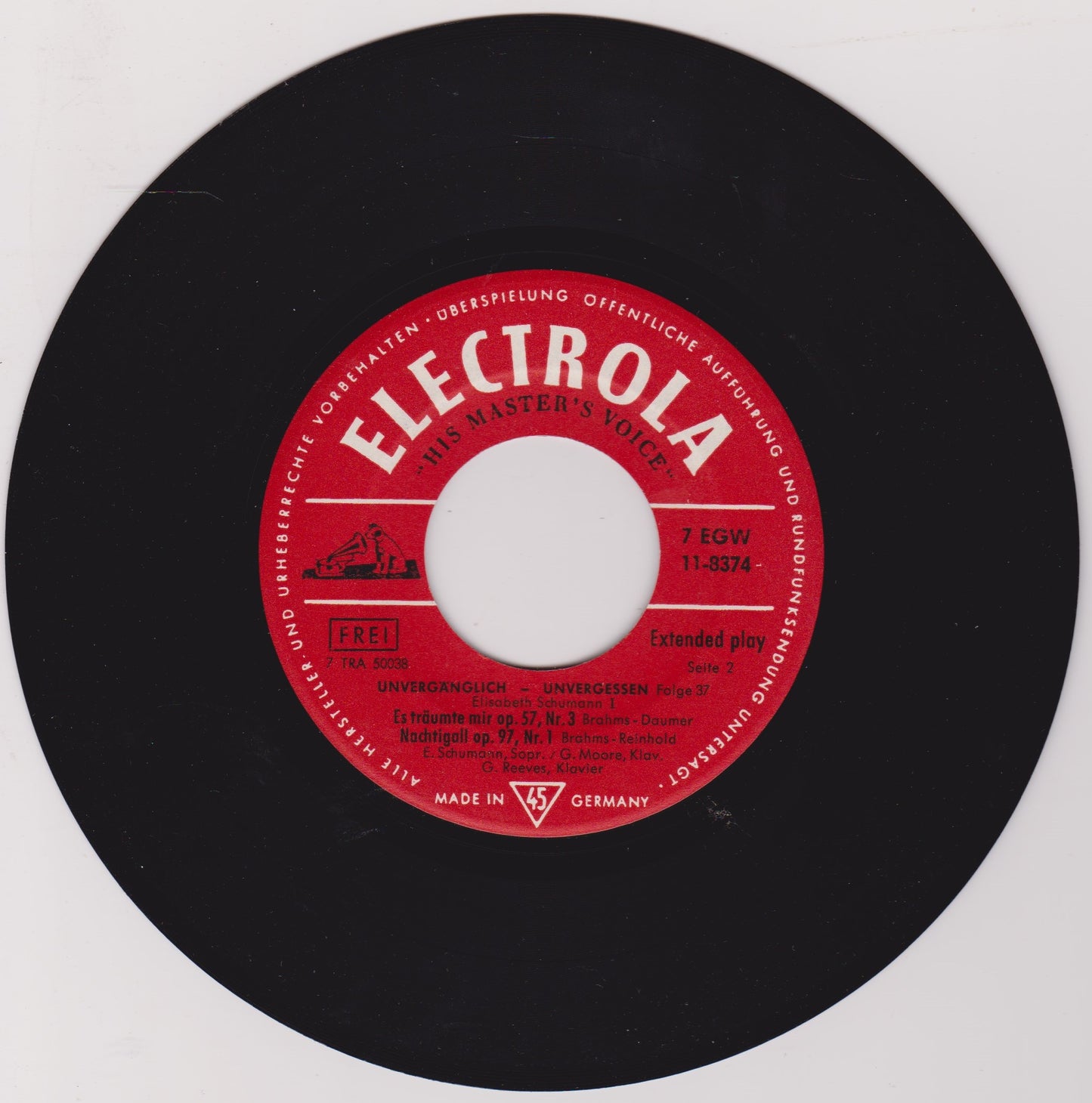 Johannes Brahms - Elisabeth Schumann – Elisabeth Schumann I (1957) 7" vinyl P/S EP VG/VG German