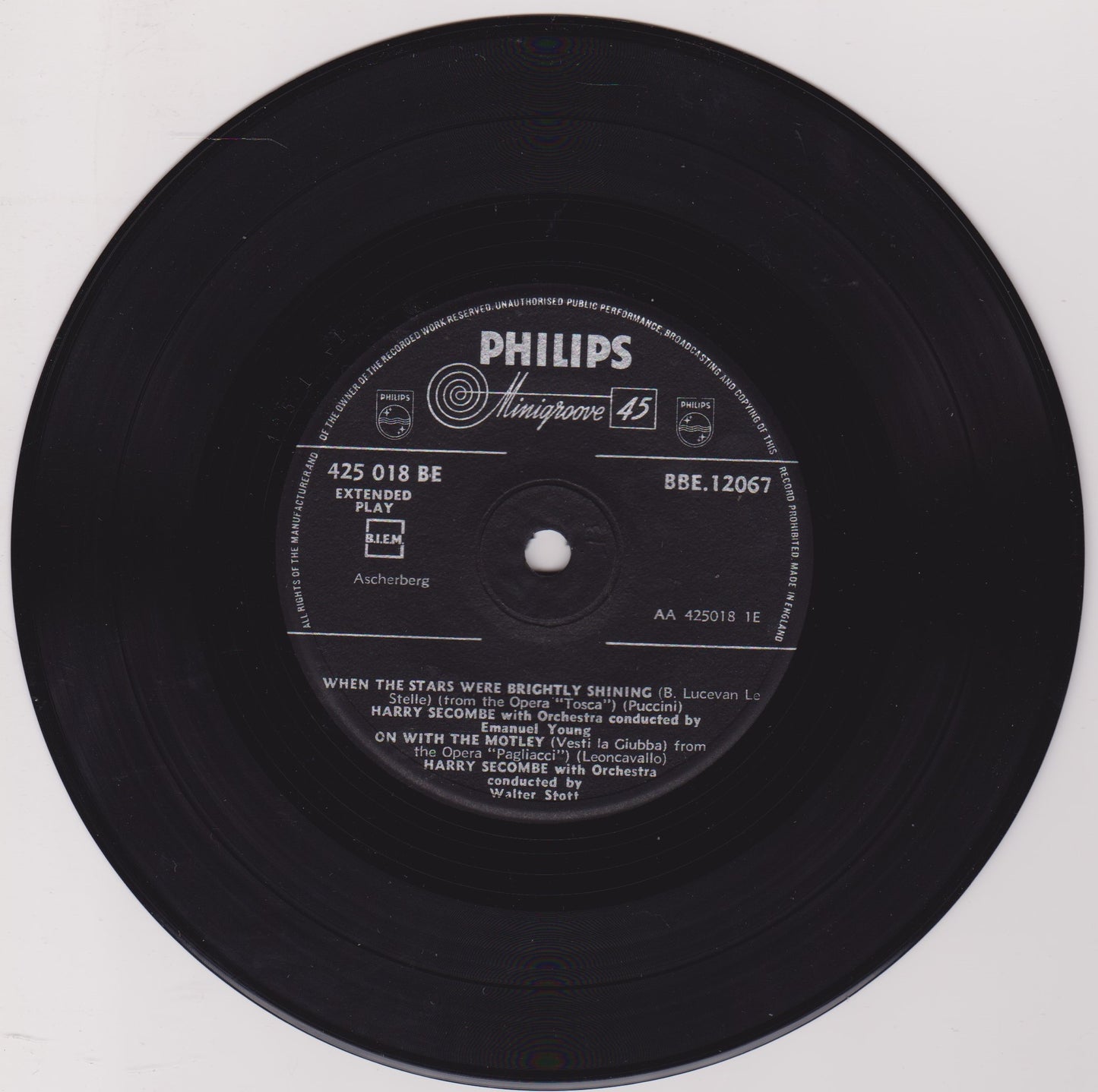 Harry Secombe – When The Stars Were Brightly Shining 7" vinyl P/S EP VG/VG