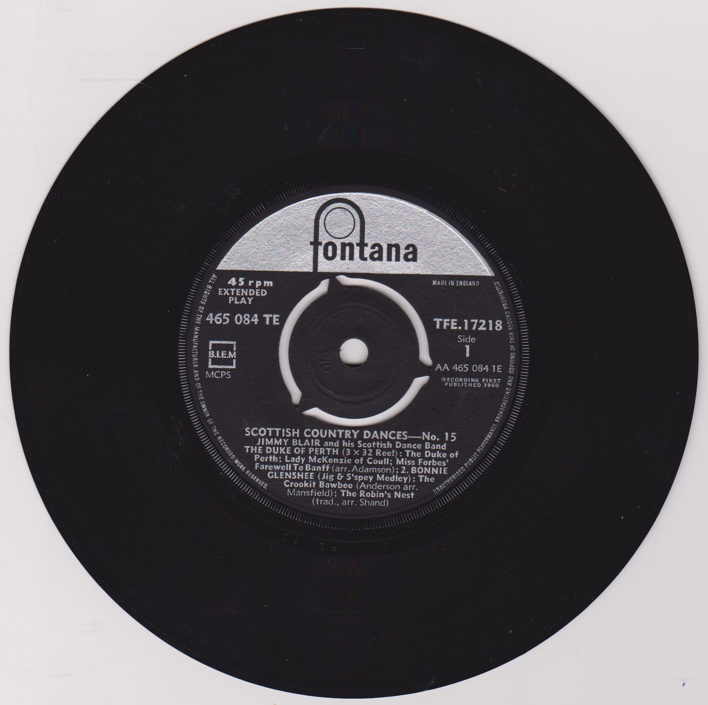 Jimmy Blair & His Scottish Dance Band – Scottish Country Dances No. 15 7" vinyl EP VG/VG