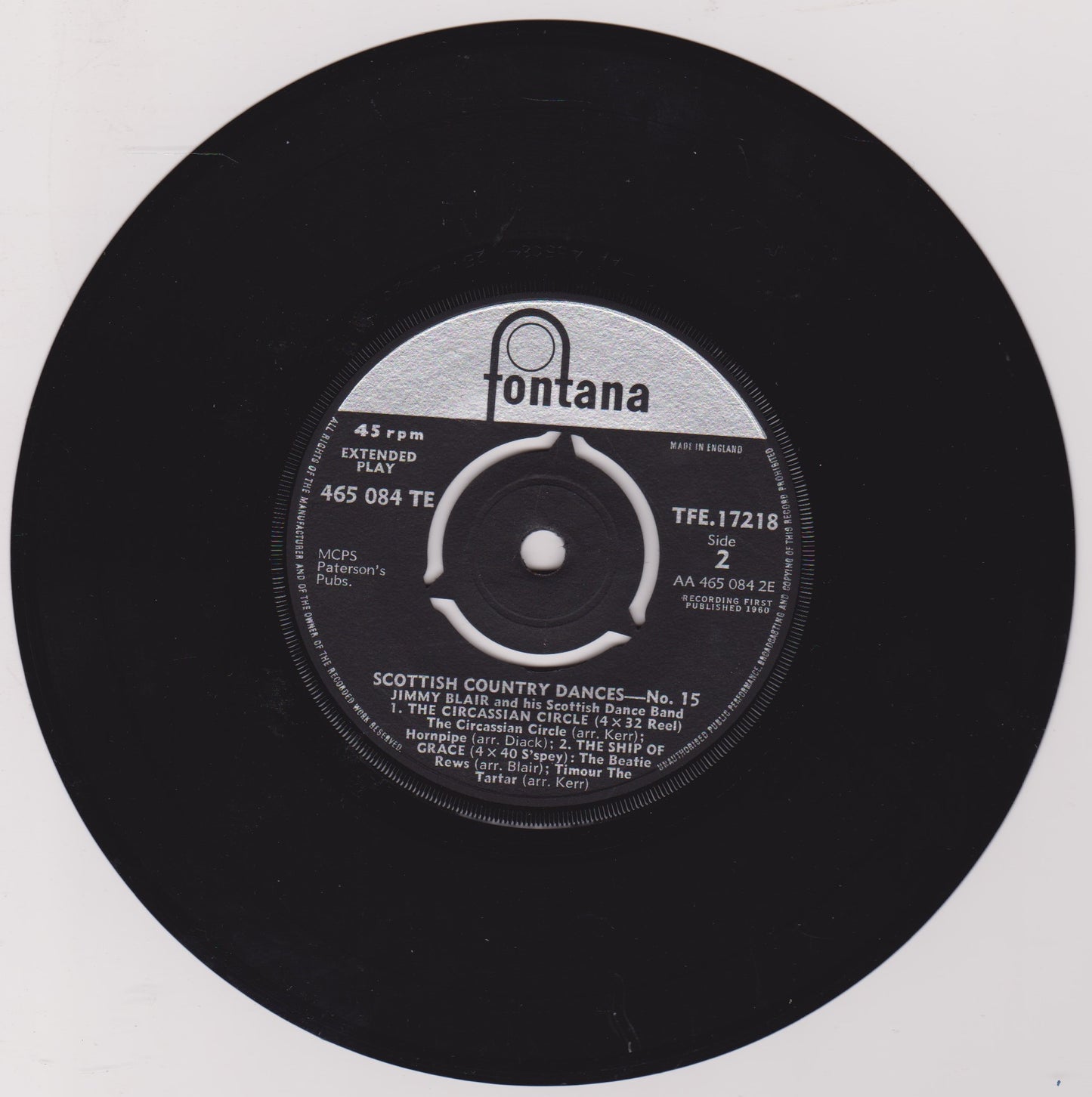 Jimmy Blair & His Scottish Dance Band – Scottish Country Dances No. 15 7" vinyl EP VG/VG