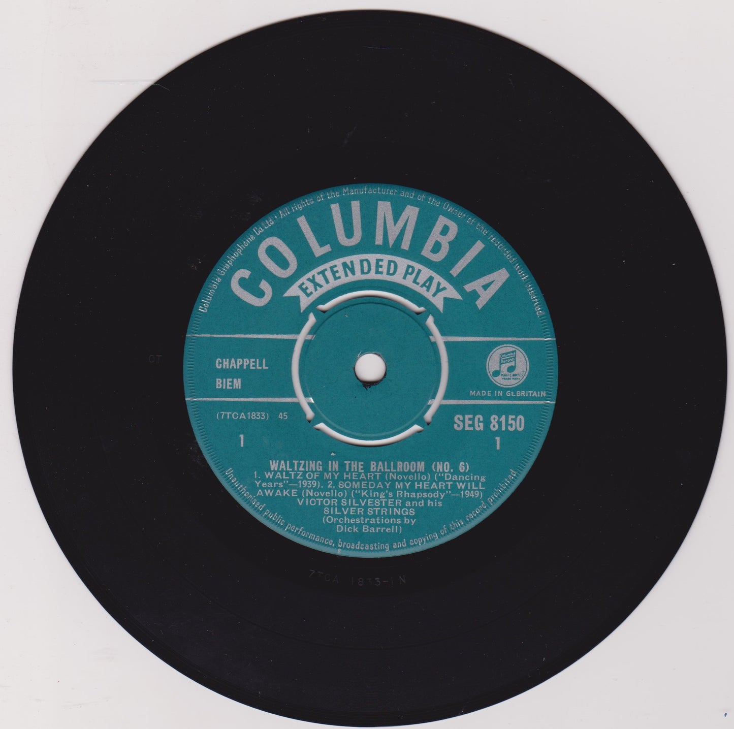 Victor Silvester and His Silver Strings – Waltzing In The Ballroom (No.6) 7" vinyl P/S EP VG/VG