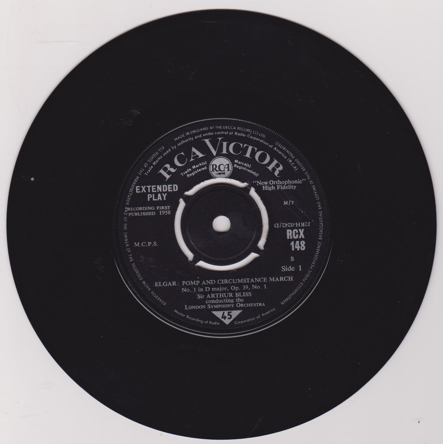Elgar, Bliss - Pomp And Circumstance Marches Nos. 1 & 4 7" vinyl P/S EP G/G+